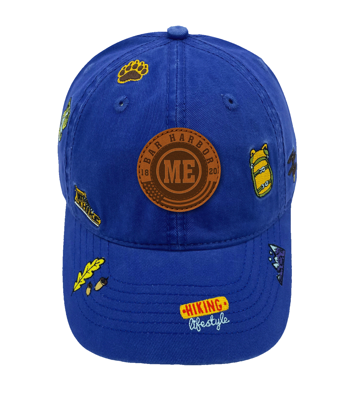Maine Icons Embroidered Patch Baseball Cap ¨C Coastal Adventure Souvenir Hat
