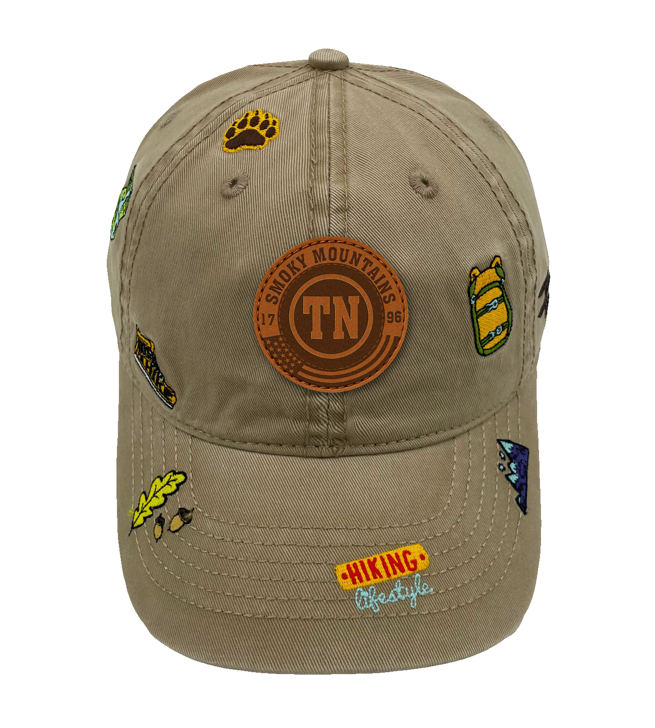 Smoky Mountains Tennessee Hiking Adventure Embroidered Outdoor Baseball Cap for Nature Travel & Camping