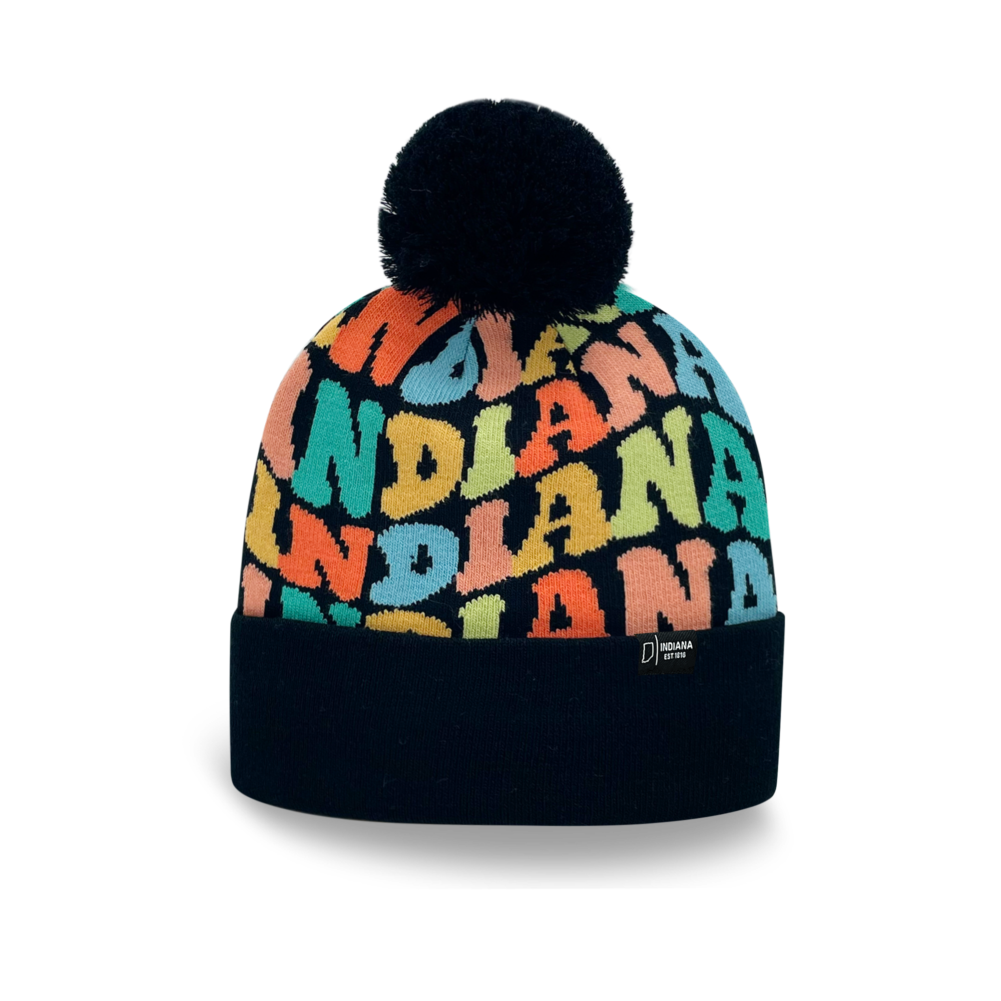 INDIANA Colorful Pom Pom Beanie - Warm Knitted Winter Hat