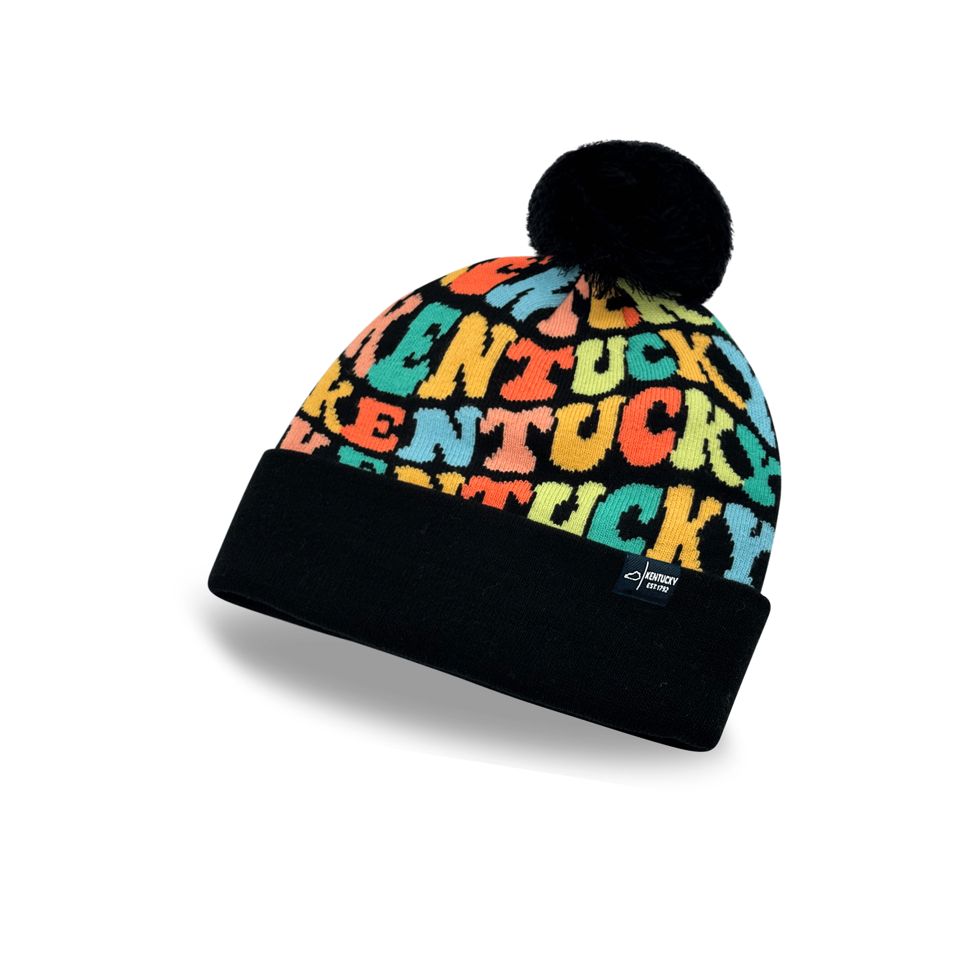 KENTUCKY Colorful Pom Pom Beanie - Warm Knitted Winter Hat