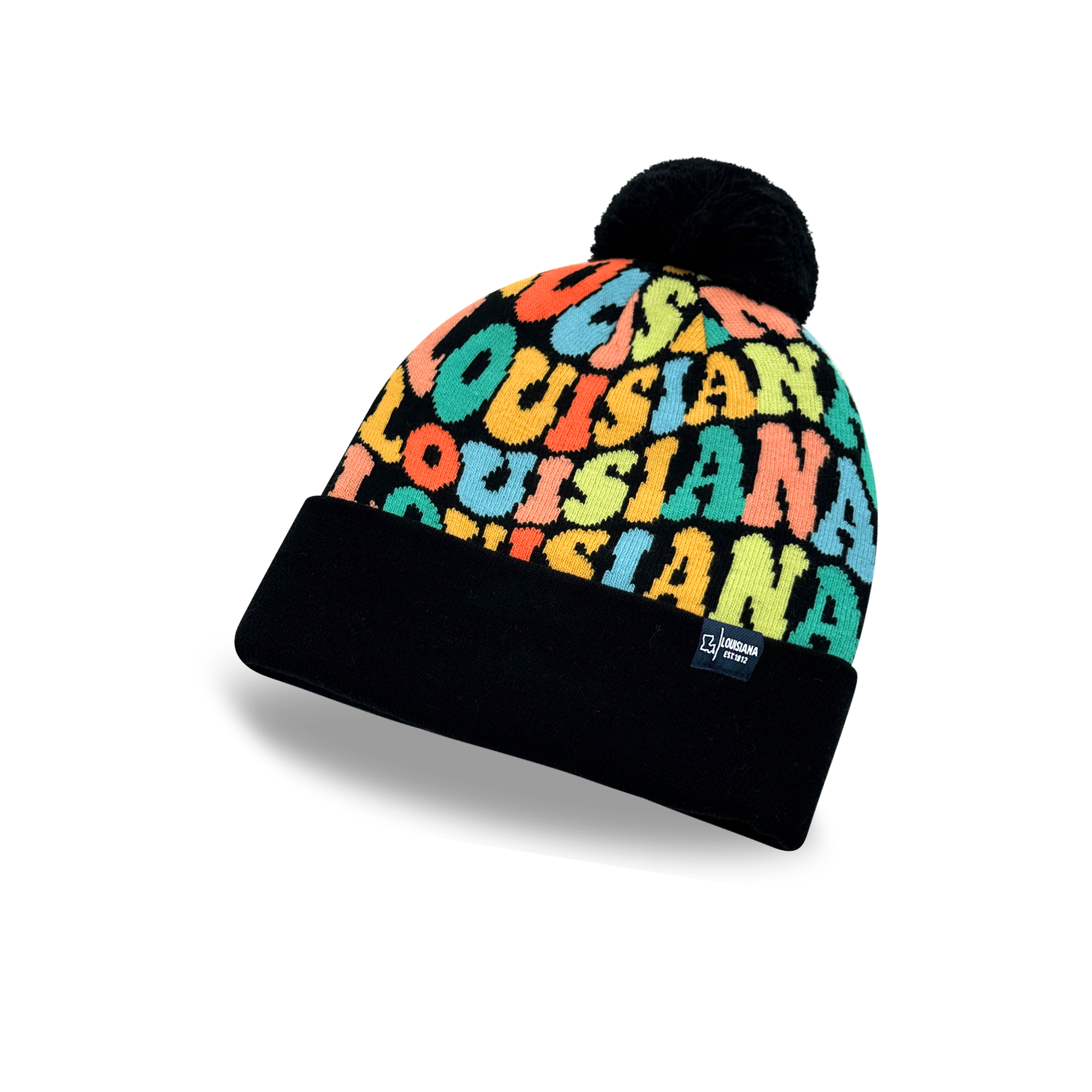LOUISIANA Colorful Pom Pom Beanie - Warm Knitted Winter Hat