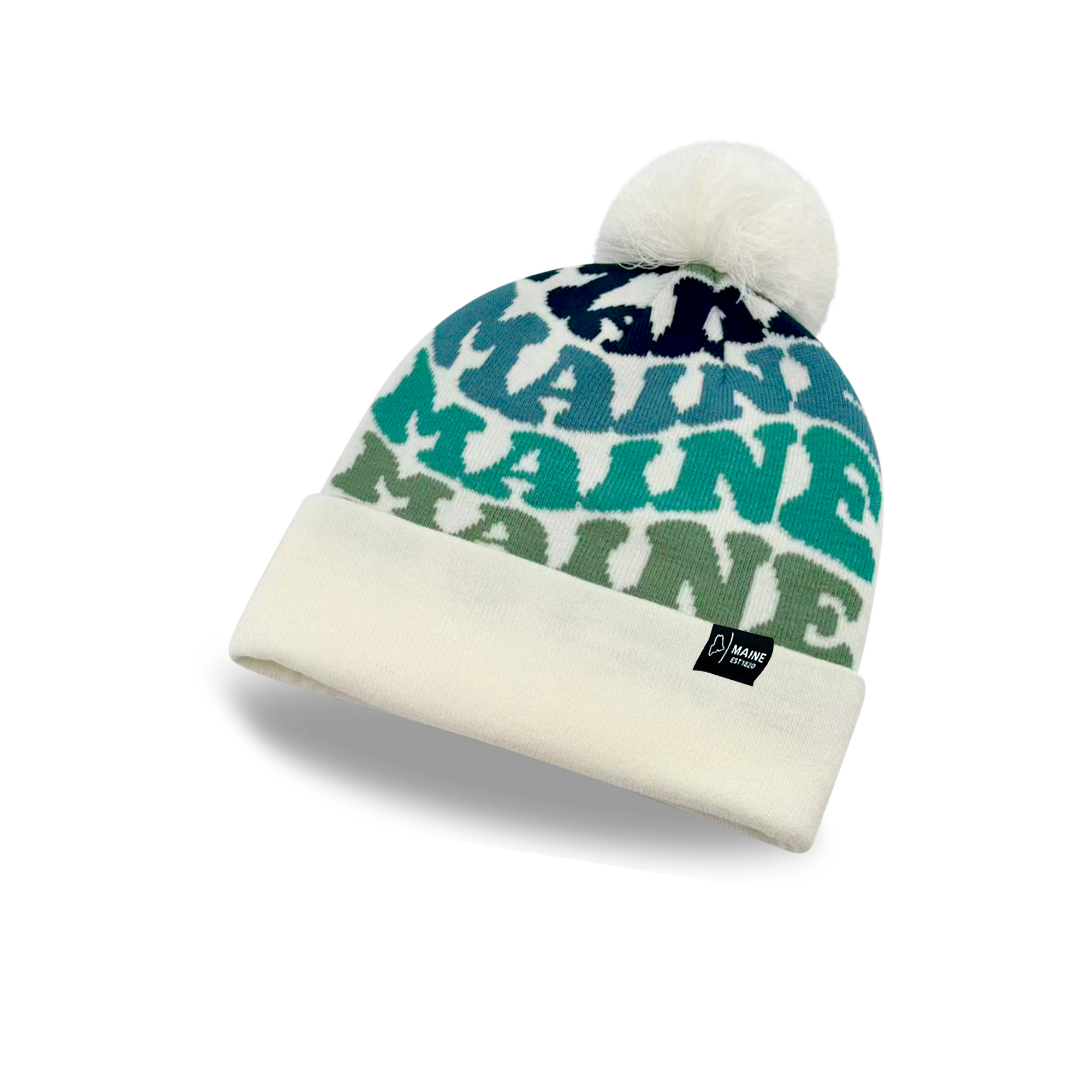 MAINE Colorful Winter Beanie Hat with Pom Pom - Cozy Knit Winter Hat