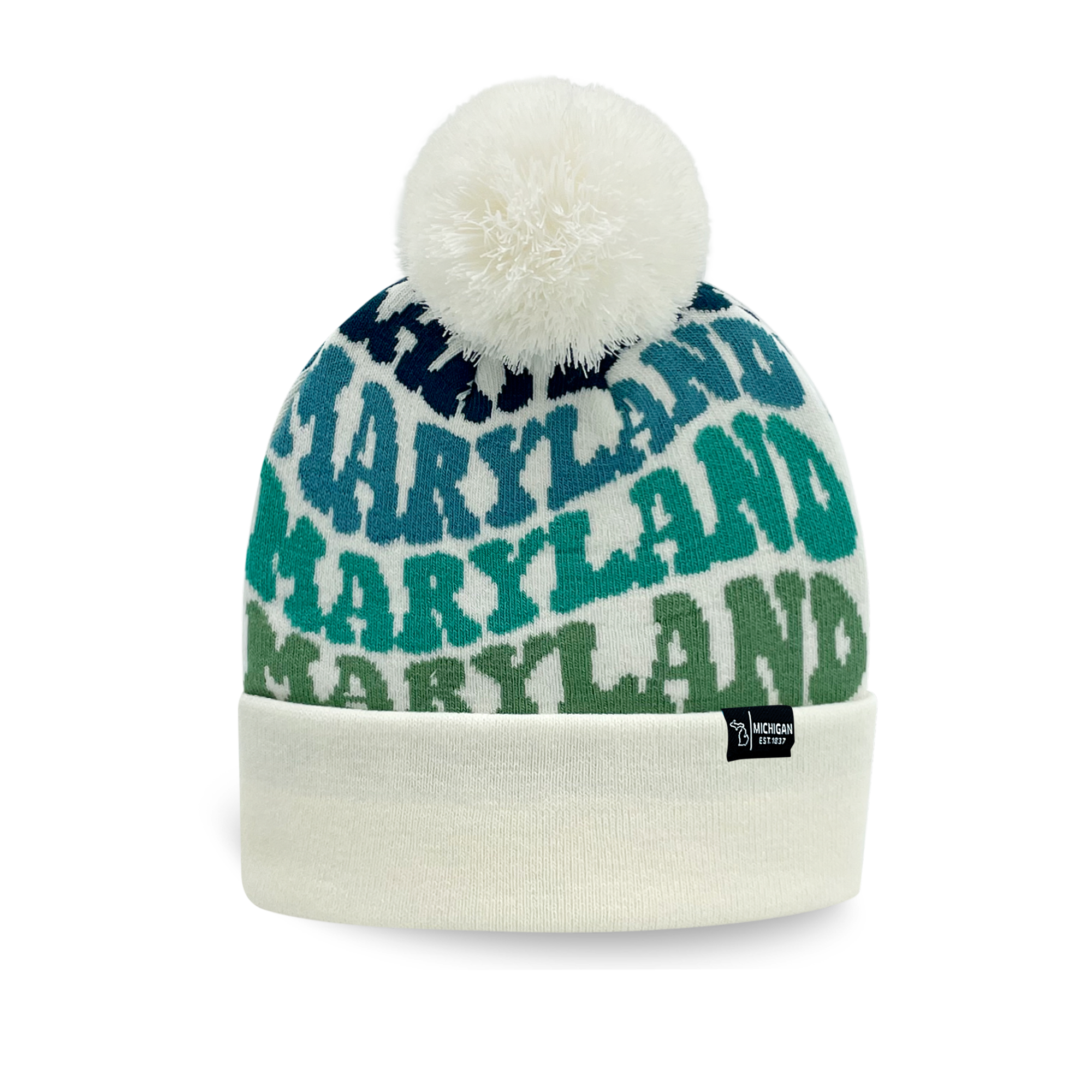 MARYLAND Colorful Knit Pom Pom Beanie - Warm Retro Winter Hat
