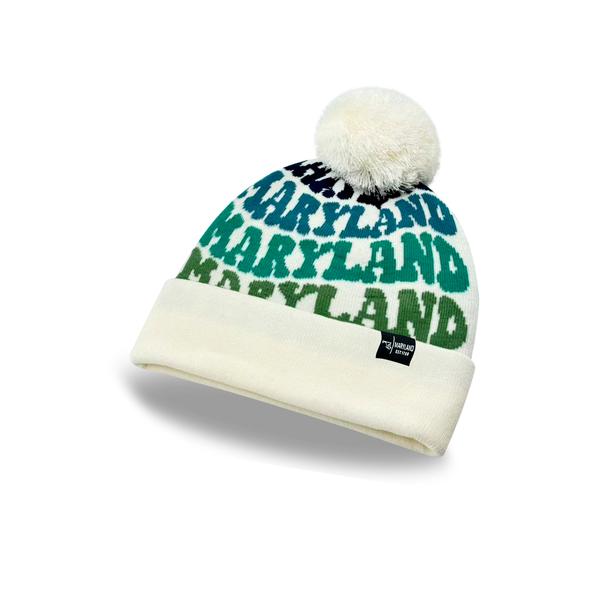 MARYLAND Colorful Knit Pom Pom Beanie - Warm Retro Winter Hat