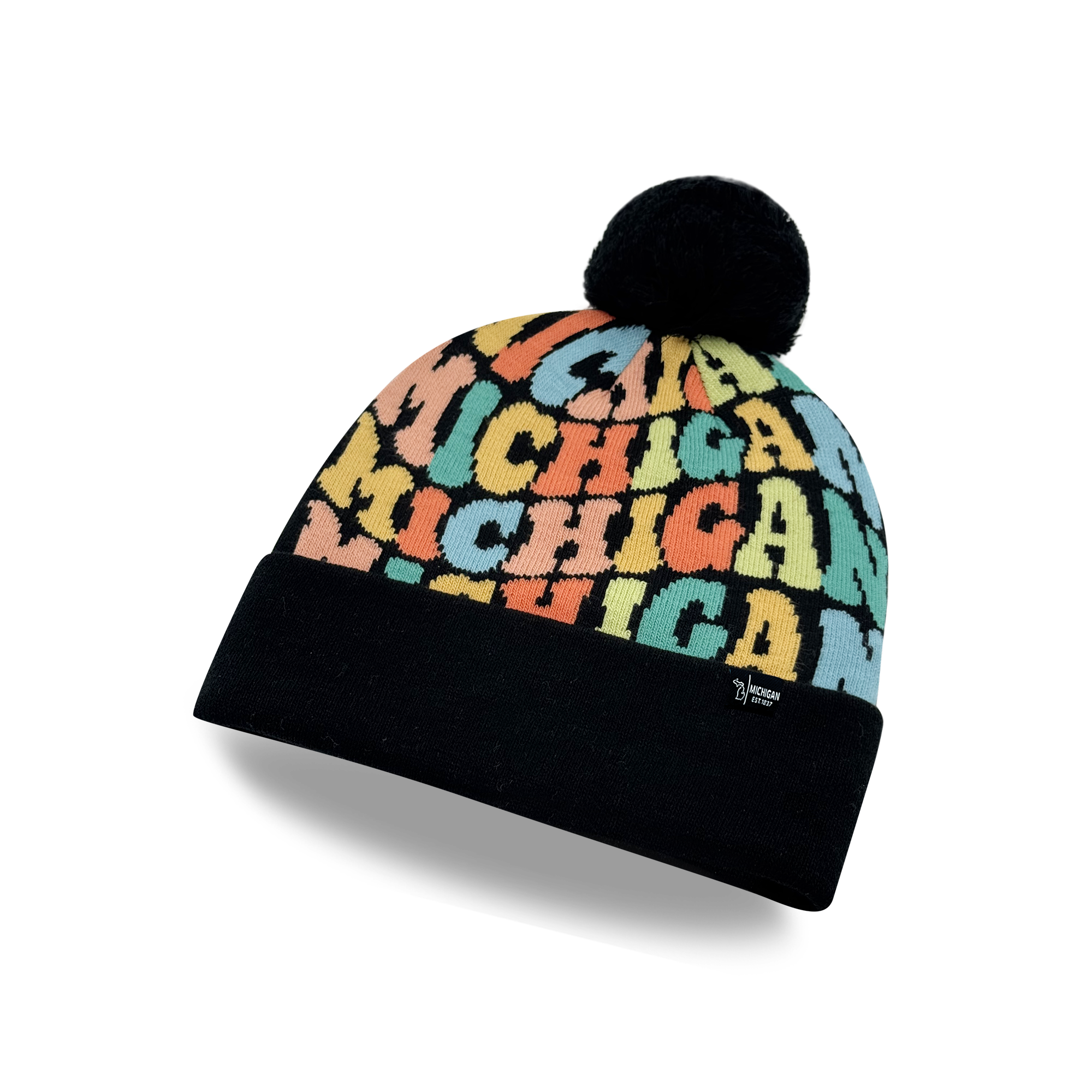MICHIGAN Colorful Pom Pom Beanie - Warm Knitted Winter Hat