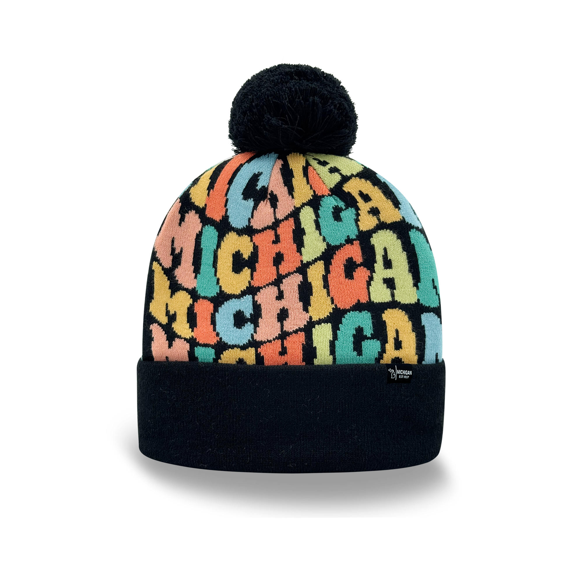 MICHIGAN Colorful Pom Pom Beanie - Warm Knitted Winter Hat