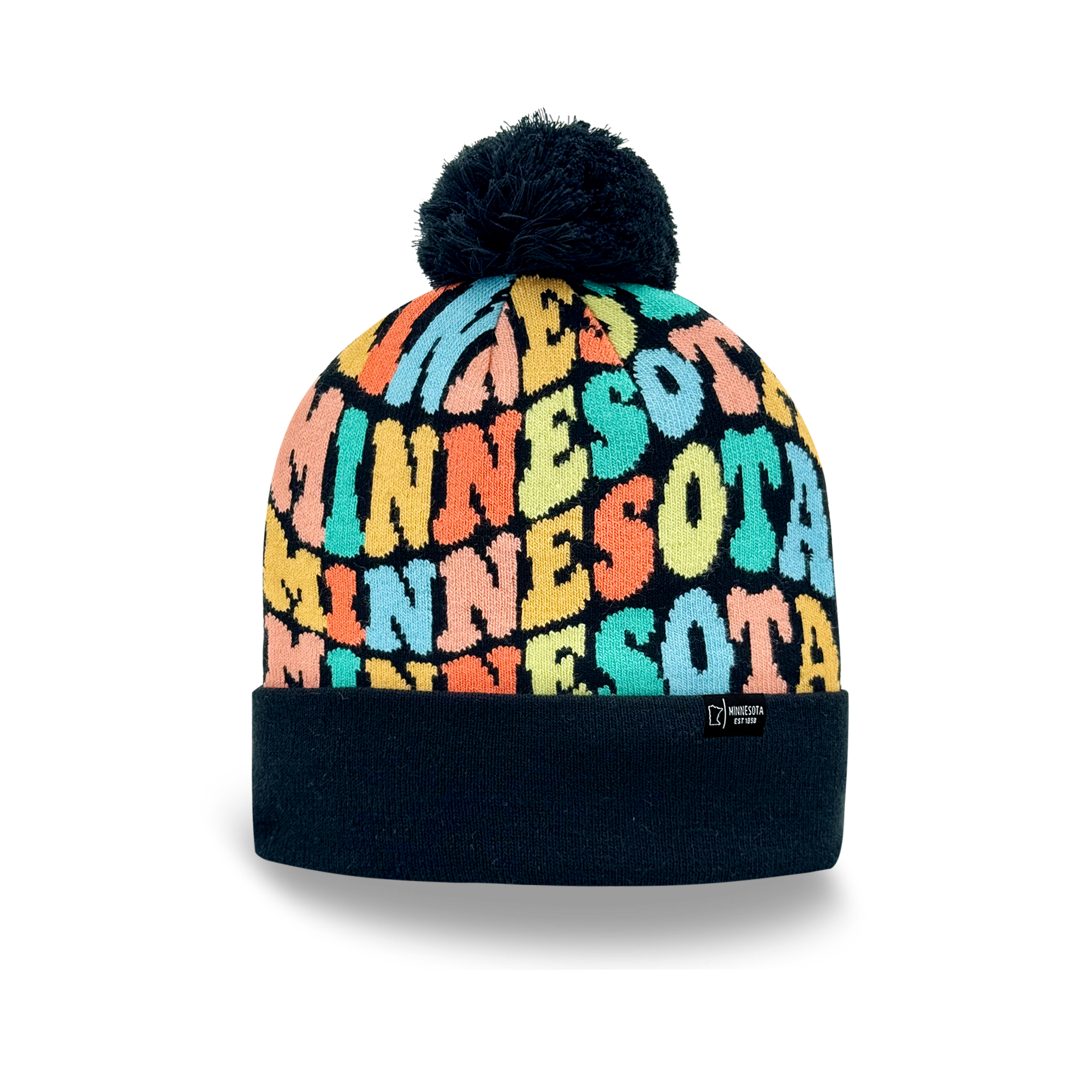 MINNESOTA Colorful Pom Pom Beanie - Warm Knitted Winter Hat