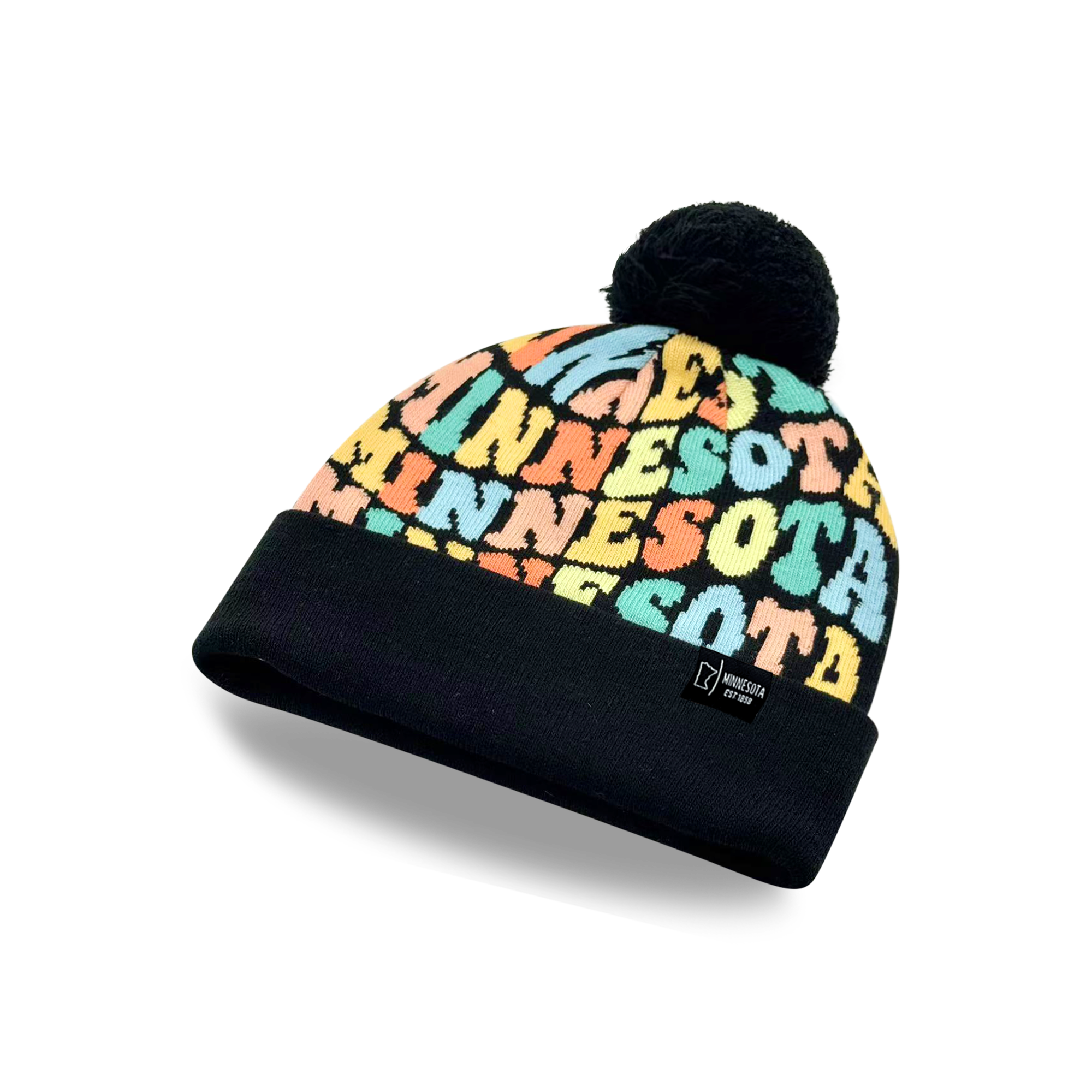 MINNESOTA Colorful Pom Pom Beanie - Warm Knitted Winter Hat
