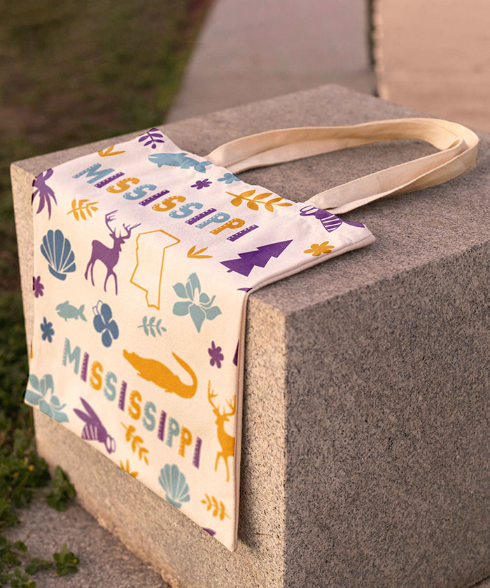 Mississippi Icon Canvas Tote Bag – Mississippi State Map River Travel Souvenir Tote