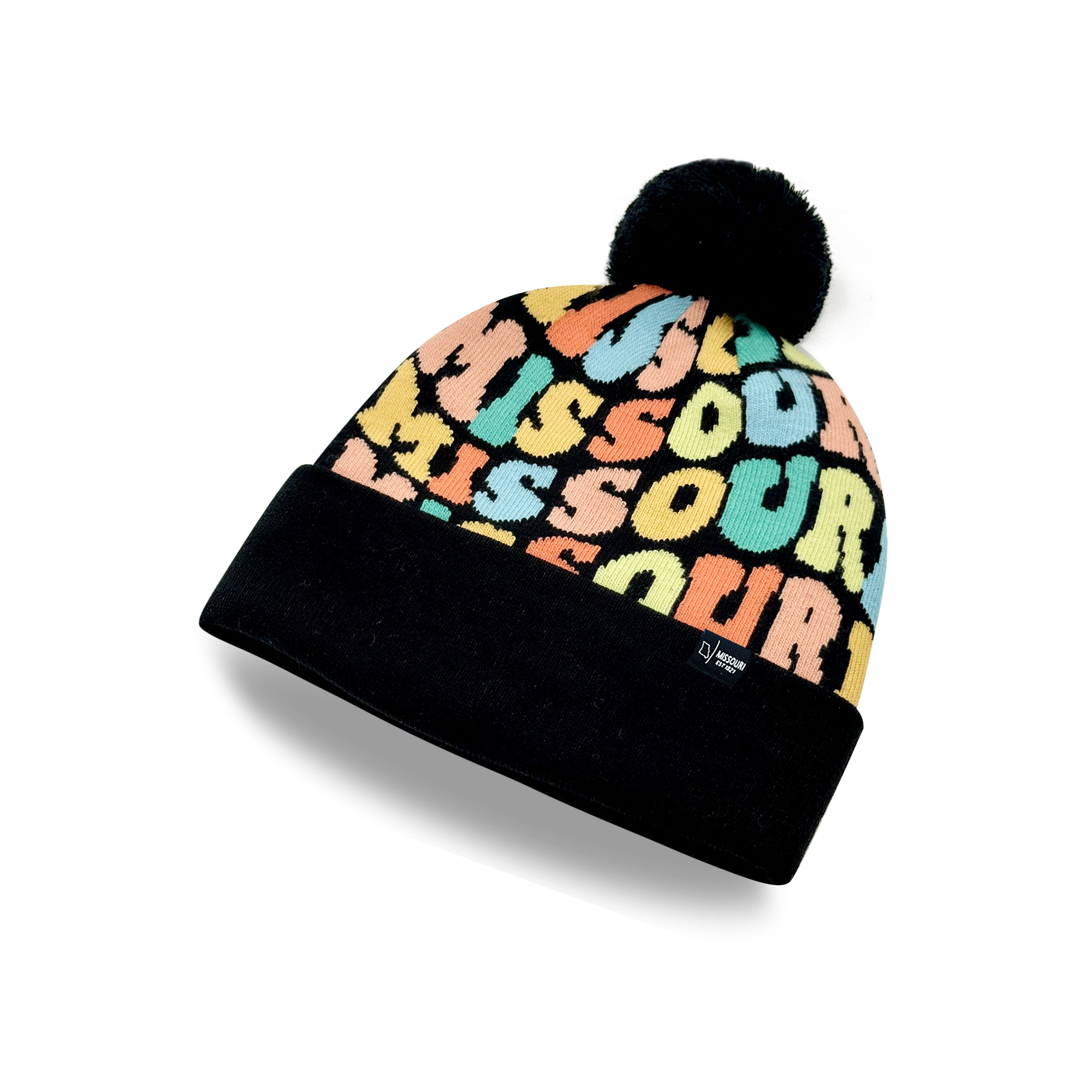 MISSOURI Colorful Pom Pom Beanie - Warm Knitted Winter Hat