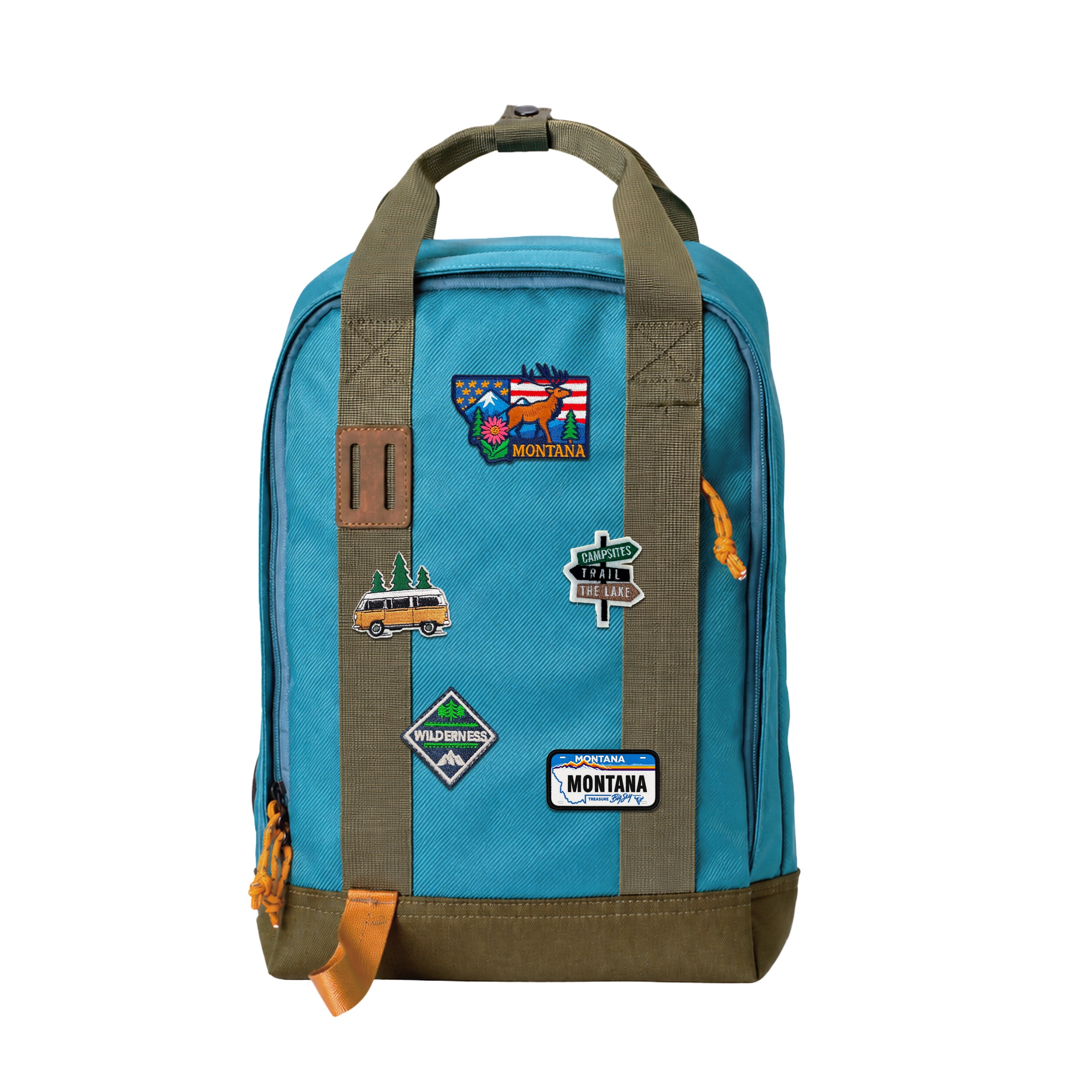 Montana Big Sky Waterproof Camouflage Backpack with Vintage Patches for Travel