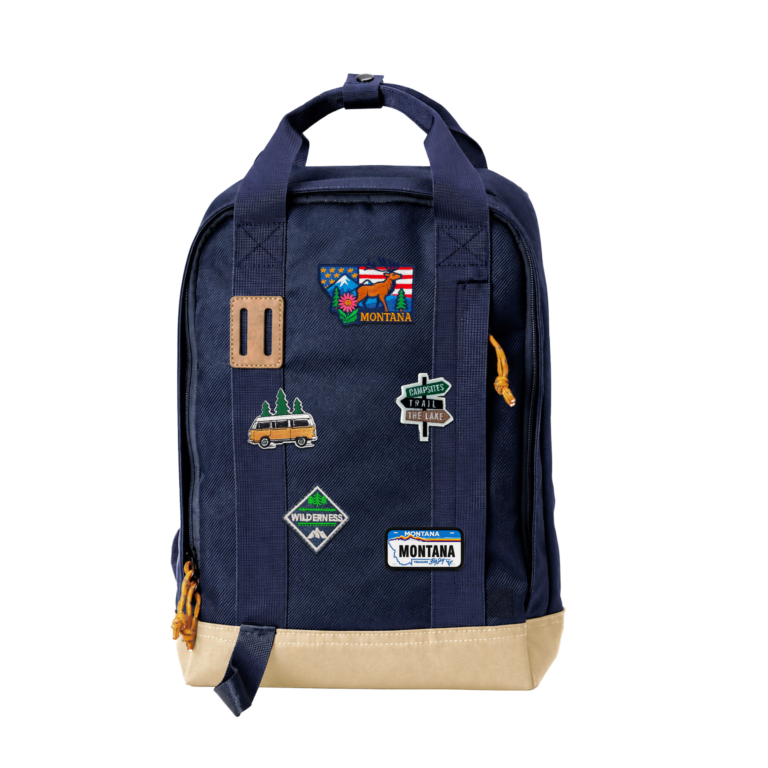 Montana Big Sky Waterproof Camouflage Backpack with Vintage Patches for Travel