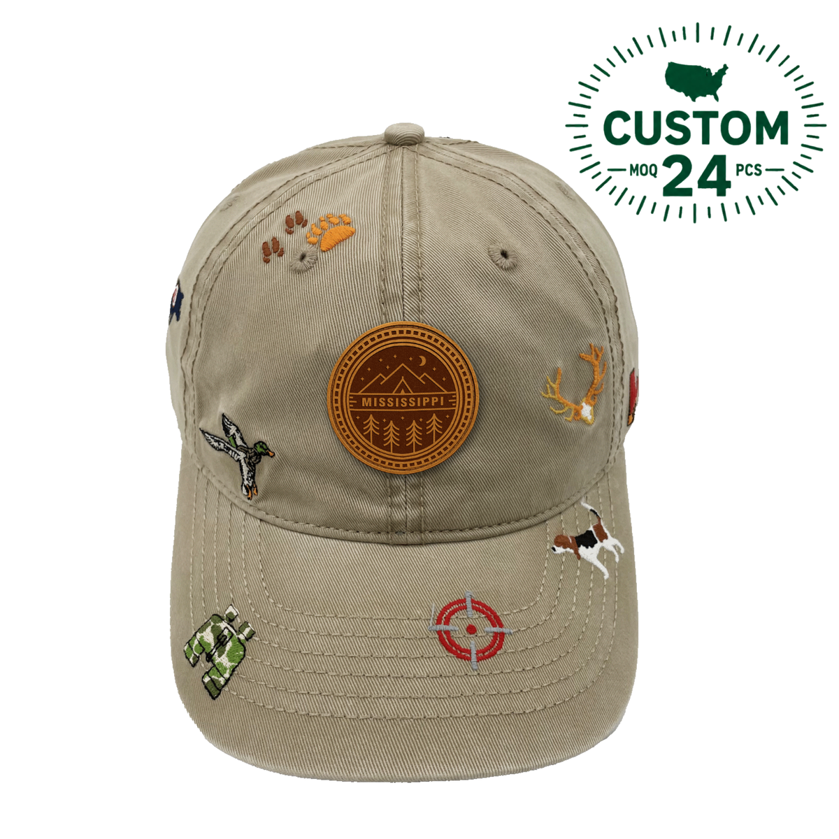 Mississippi Outdoor Adventure Baseball Cap | Gray Hunting Fishing Camping Embroidered Hat for Nature Lovers