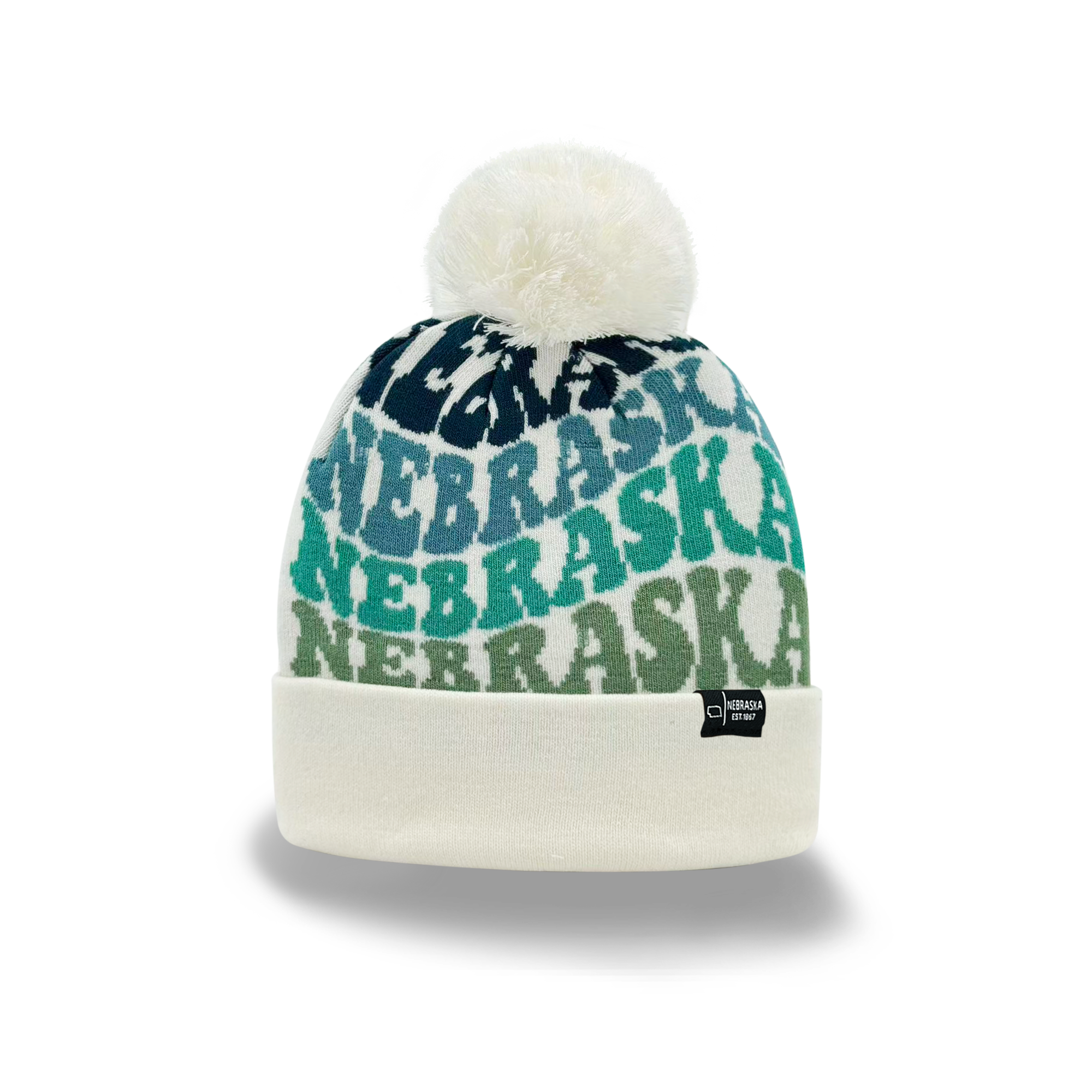 NEBRASKA Colorful Knit Pom Pom Beanie - Retro Winter Warm Hat