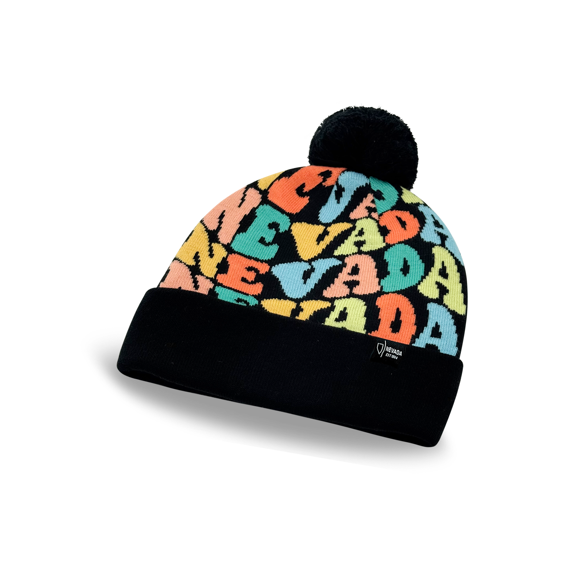 NEVADA Colorful Knit Pom Pom Beanie - Retro Warm Winter Hat