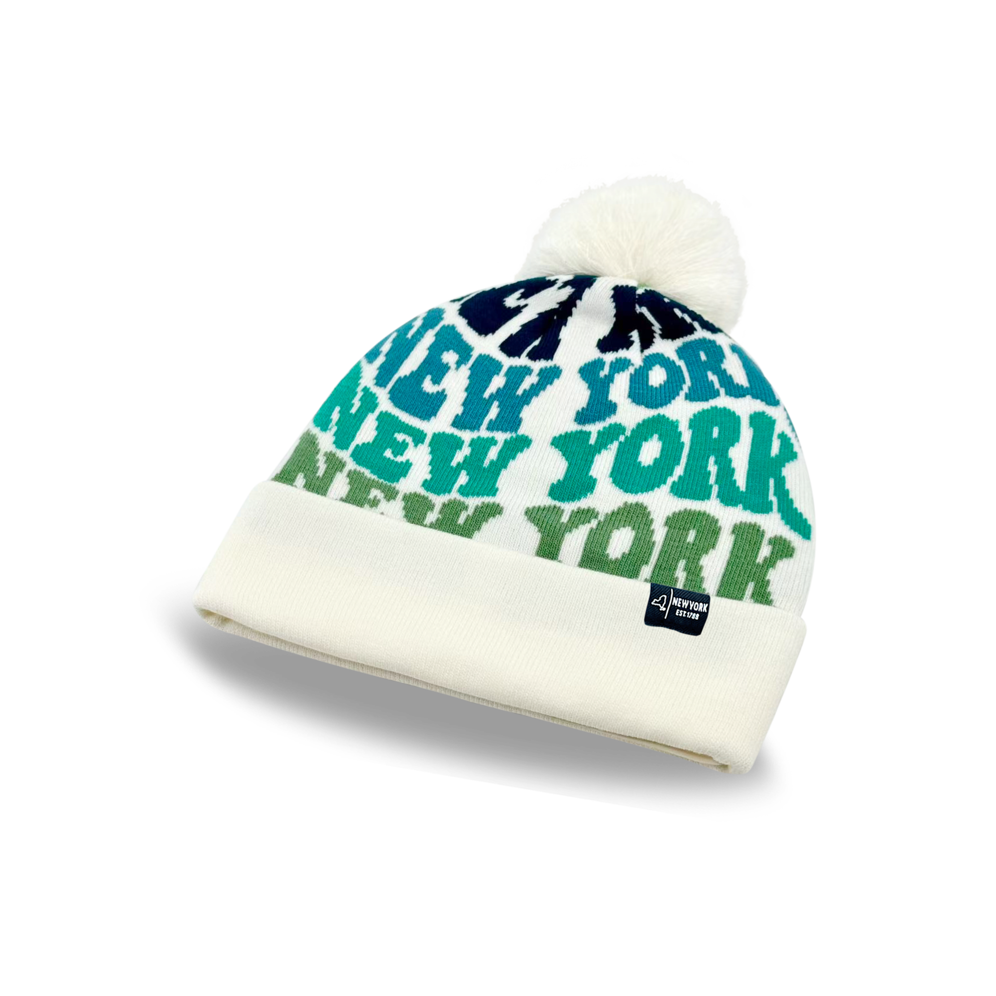 NEW YORK Colorful Knit Pom Pom Beanie - Retro Winter Hat