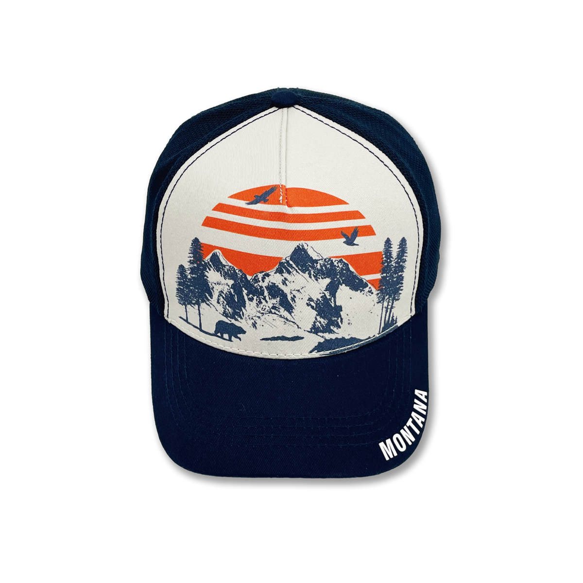 Montana Scenic Graphic Print Trucker Hat - Outdoor Adventure Mesh Cap