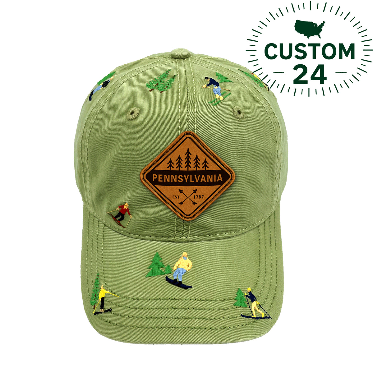 Pennsylvania Ski Adventure Embroidered Baseball Cap | Winter Outdoor Travel Hat