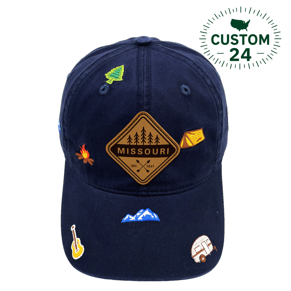 Missouri Outdoor Embroidered Baseball Cap, Adventure Camping Nature Hat for Hikers and Travelers