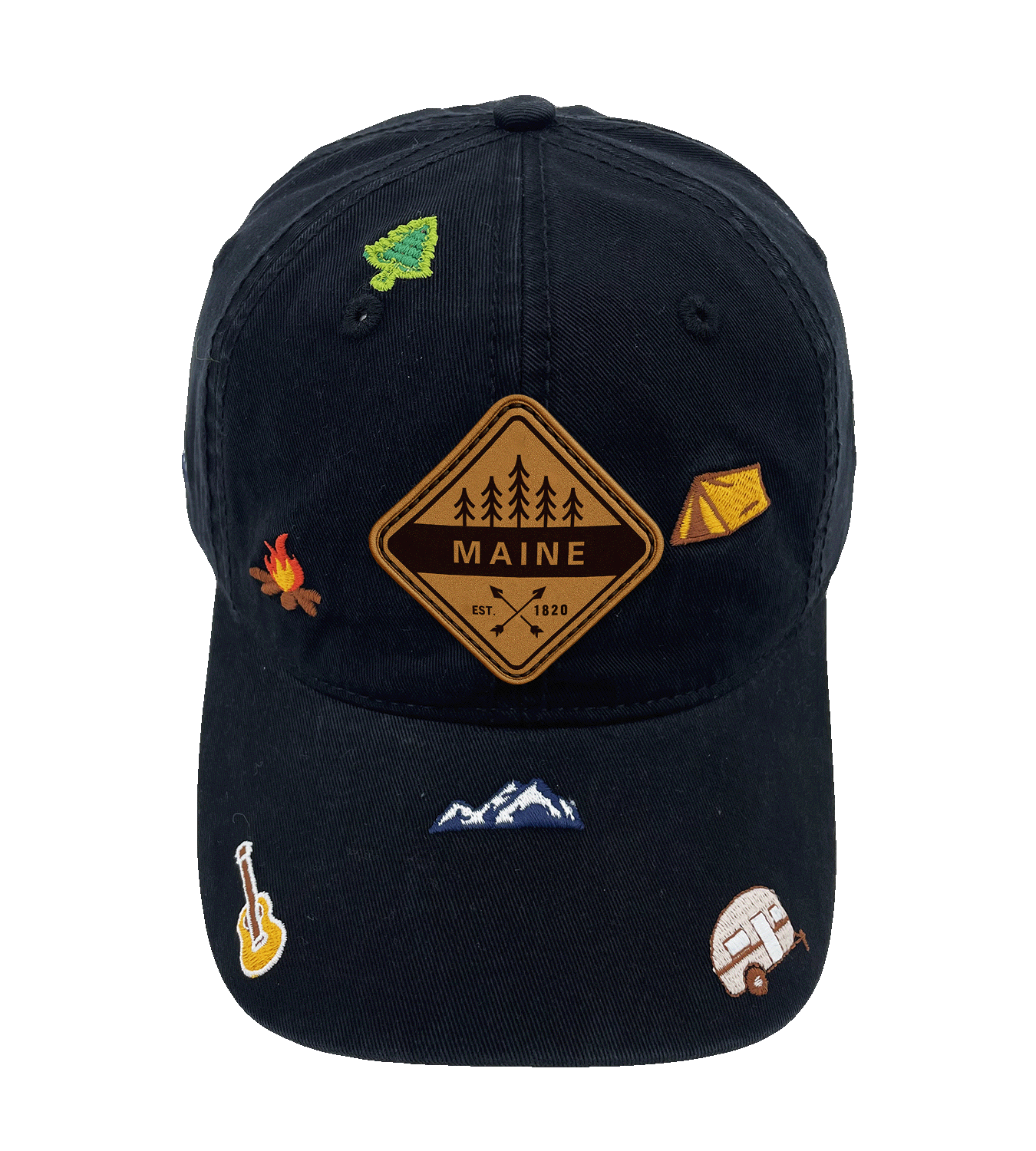 Maine Outdoor Embroidered Baseball Cap, Adventure Camping Nature Hat for Hikers and Travelers