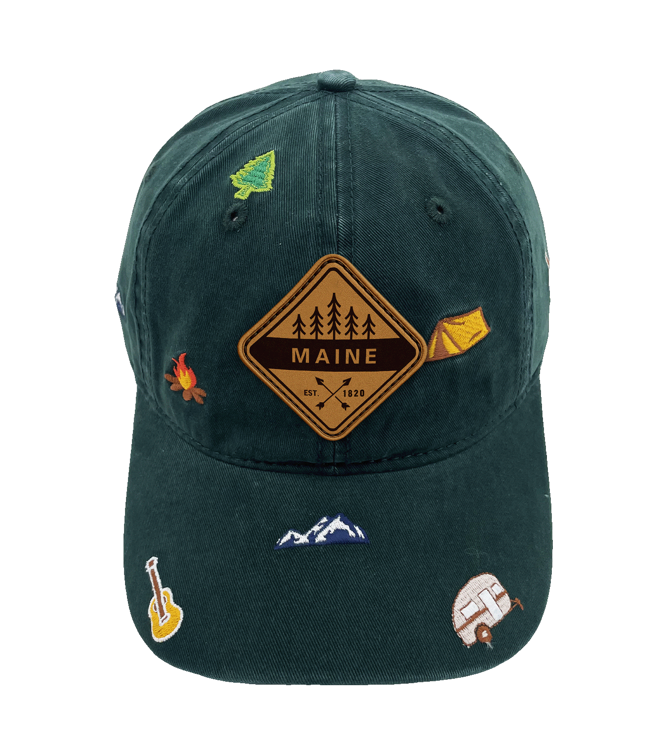 Maine Outdoor Embroidered Baseball Cap, Adventure Camping Nature Hat for Hikers and Travelers