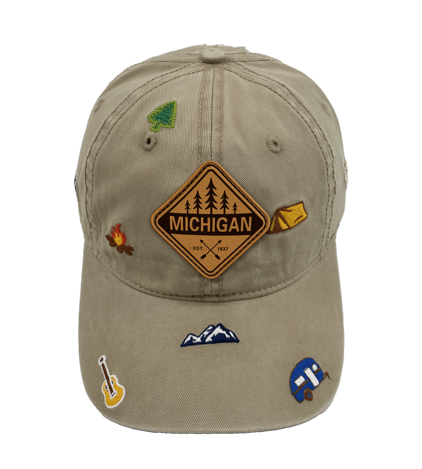 Michigan Outdoor Embroidered Baseball Cap, Adventure Camping Nature Hat for Hikers and Travelers
