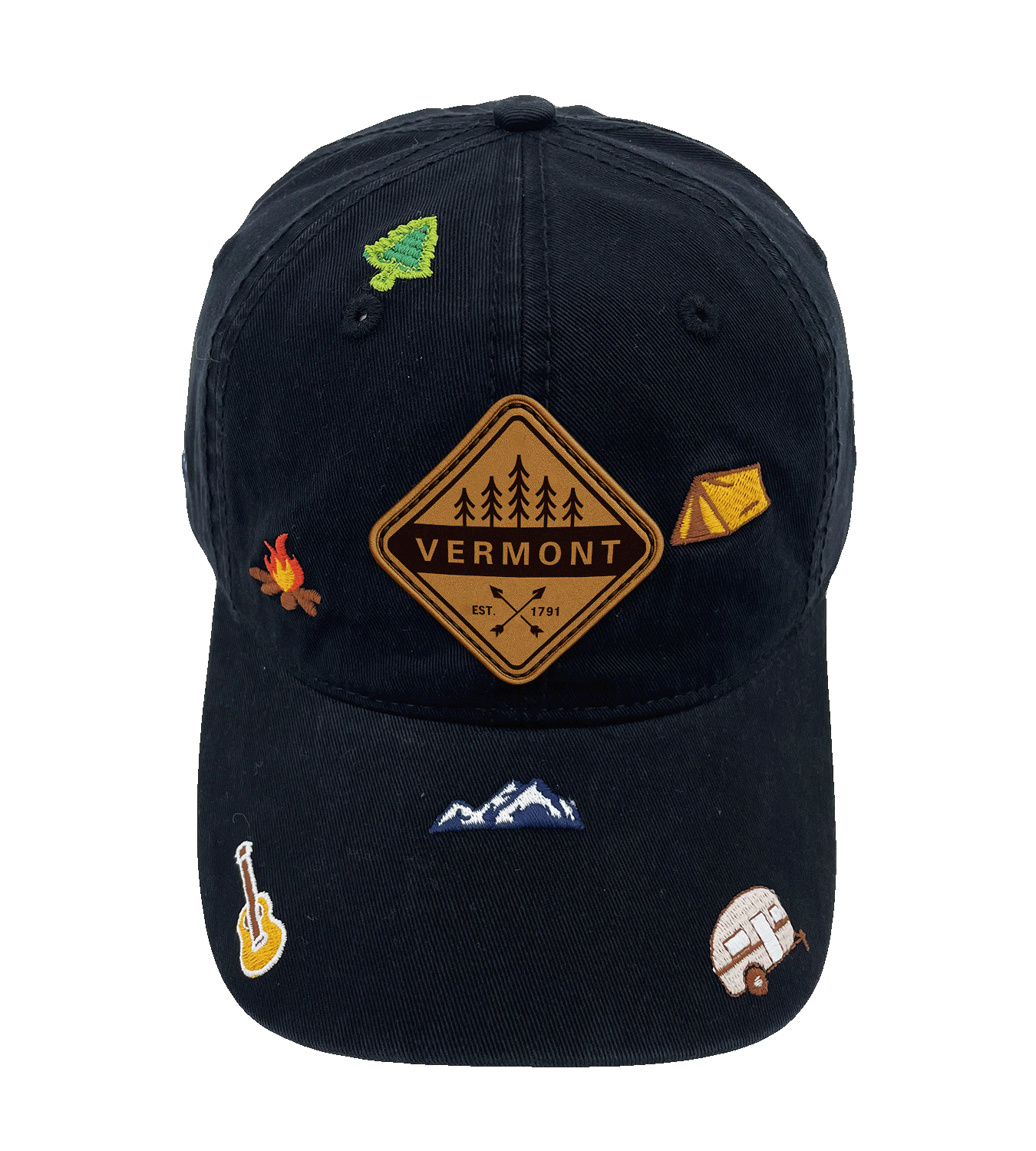 Vermont Outdoor Embroidered Baseball Cap, Adventure Camping Nature Hat for Travelers and Hikers