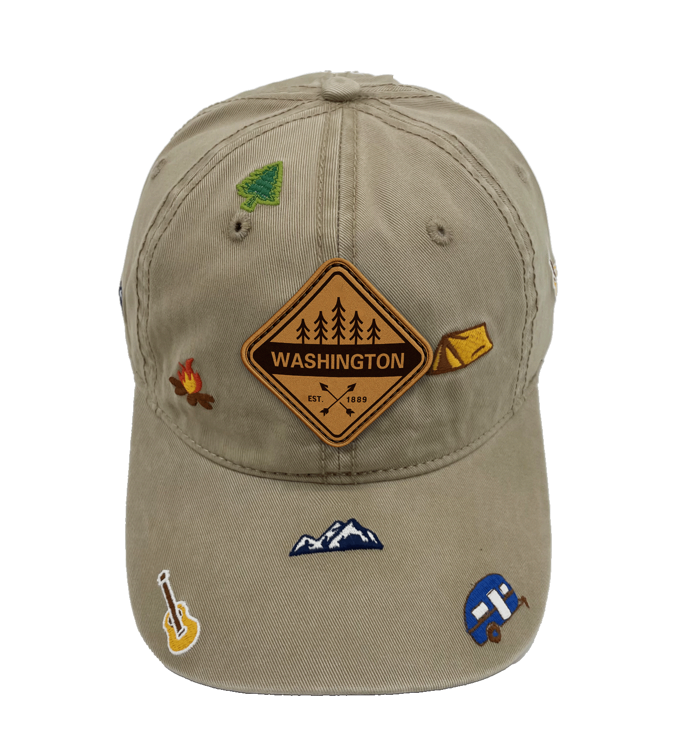 Washington Outdoor Embroidered Baseball Cap, Adventure Camping Travel Nature Hat for Hikers and Travelers