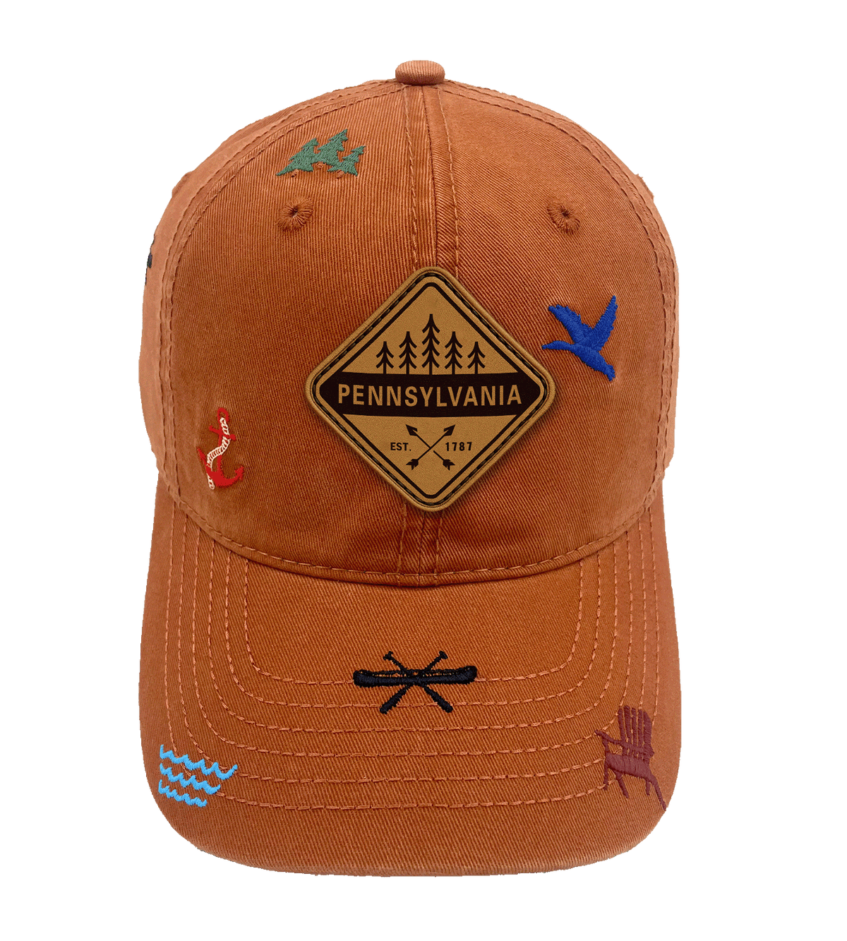 Pennsylvania Lake Adventure Embroidered Baseball Cap | Outdoor Camping Travel Nature Hat for Hikers and Travelers