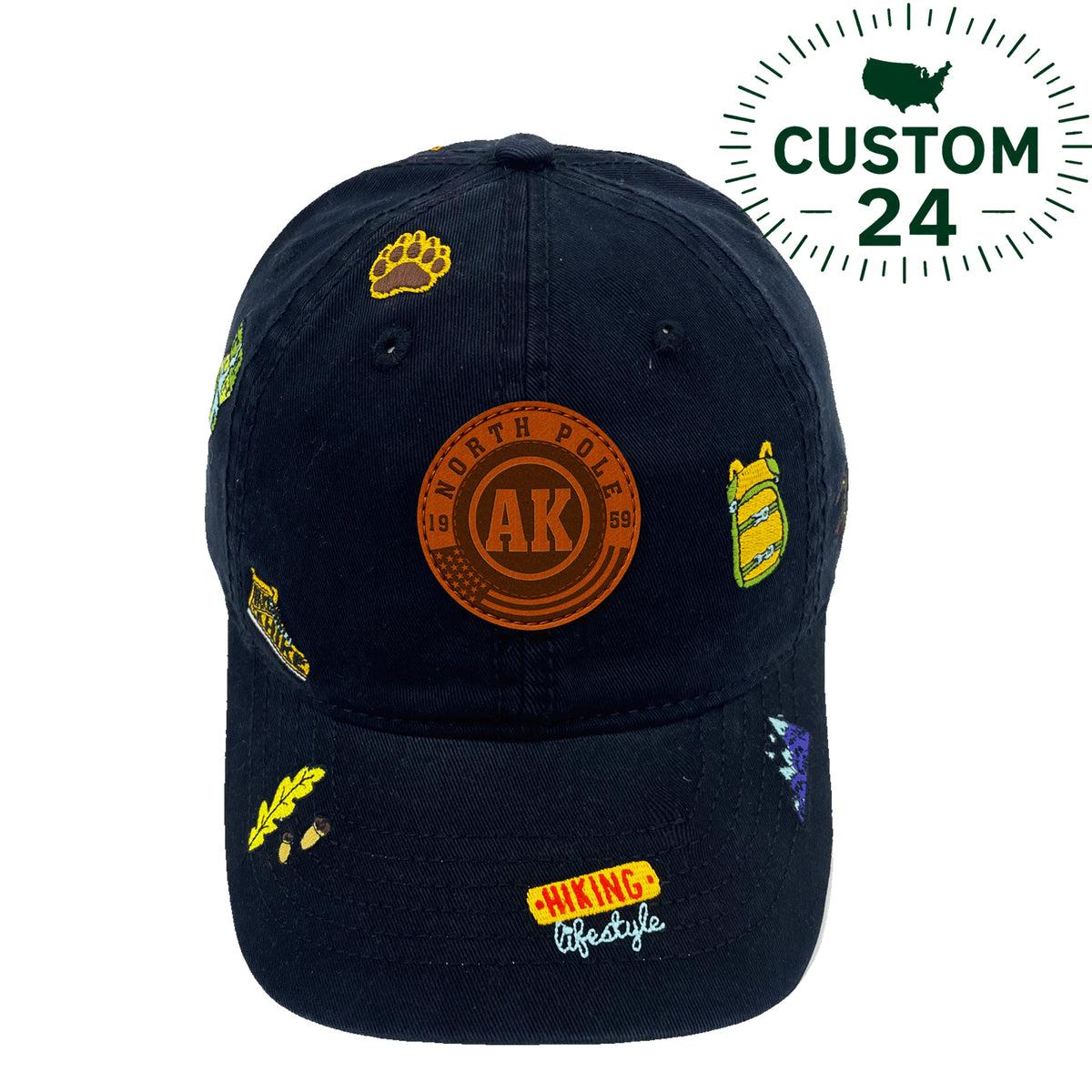 Alaska Hiking Adventure Embroidered Baseball Cap | North Pole Outdoor Explorer Hat