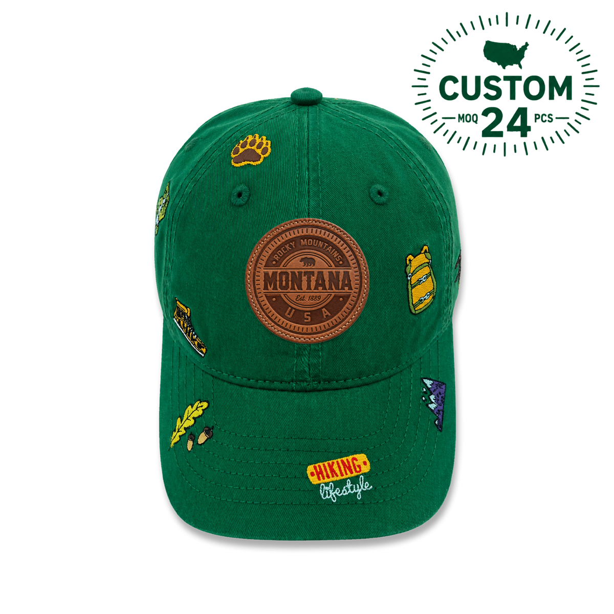 Montana Hiking Lifestyle All Over Embroidered Baseball Cap