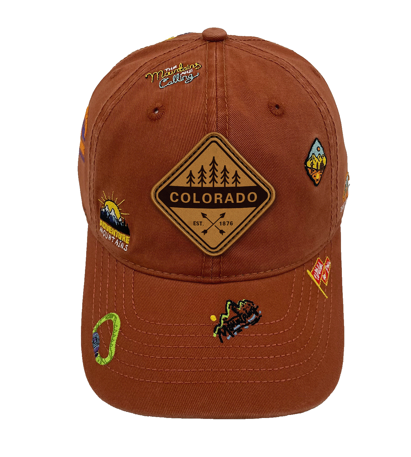 Colorado Adventure Icons Baseball Cap - Mountain Outdoor Hiking Travel Hat