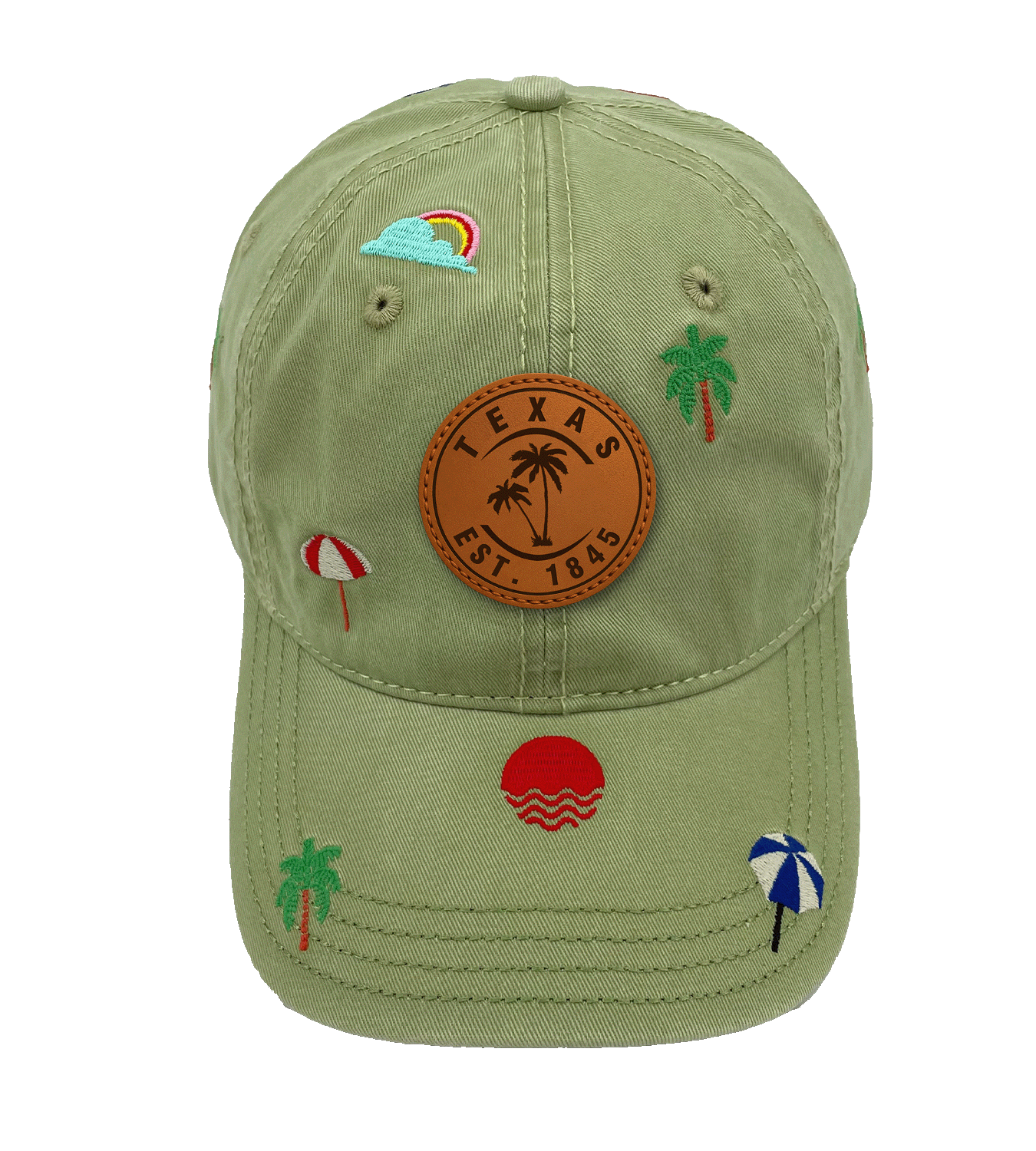 Texas Beach Embroidered Baseball Cap ¨C Palm Tree Summer Vacation Outdoor Hat