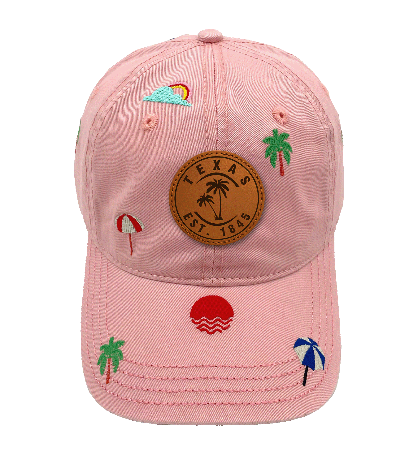 Texas Beach Embroidered Baseball Cap ¨C Palm Tree Summer Vacation Outdoor Hat