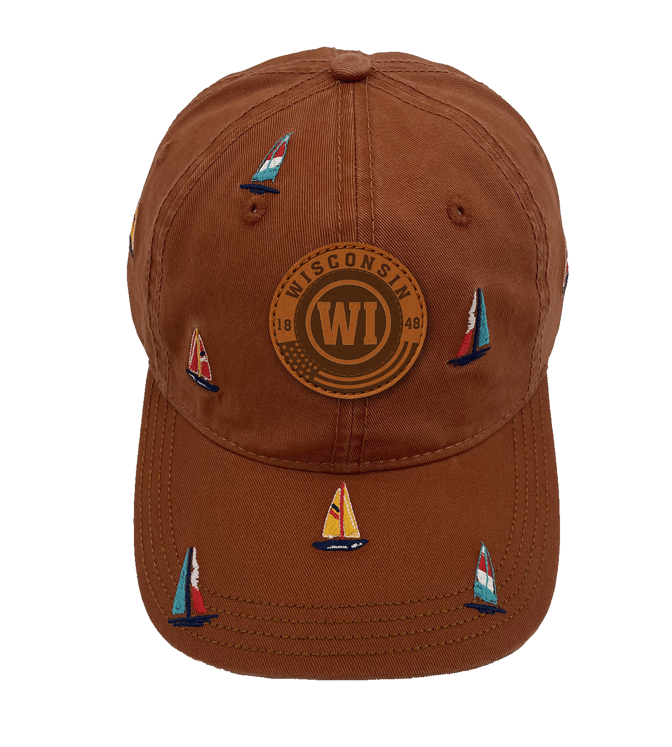 Wisconsin Sailing Baseball Cap ¨C Outdoor Embroidered Lake Boat Hat for Travel & Adventure