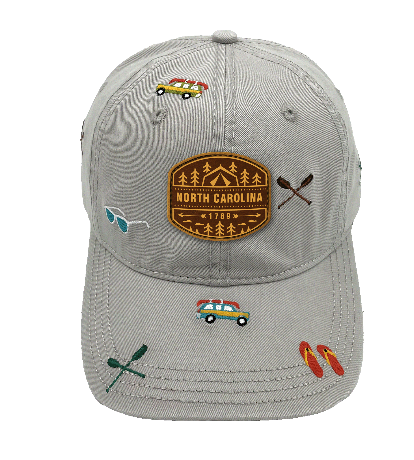North Carolina Adventure Baseball Cap ¨C Outdoor Embroidered Camping & Canoeing Design Hat for Travelers