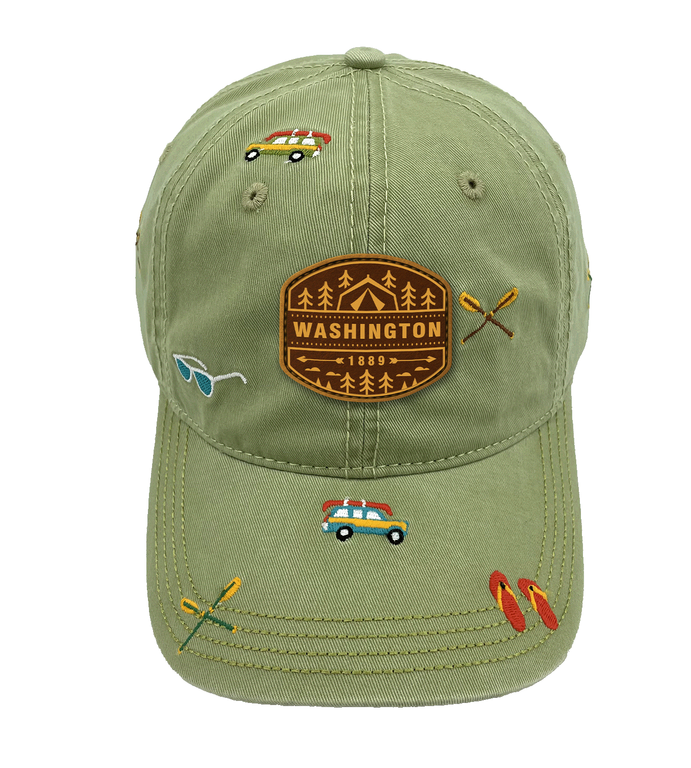 Washington Adventure Baseball Cap ¨C Outdoor Embroidered Camping & Canoeing Design Hat for Travelers