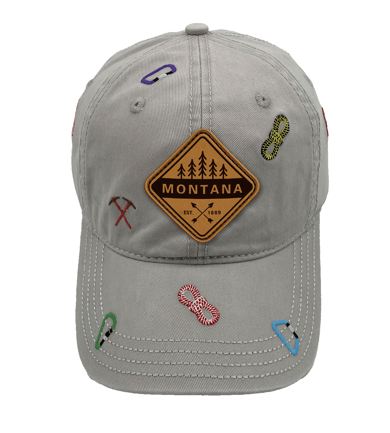 Montana Hiking Adventure Baseball Cap ¨C Outdoor Climbing Rope & Carabiner Embroidered Hat for Travelers