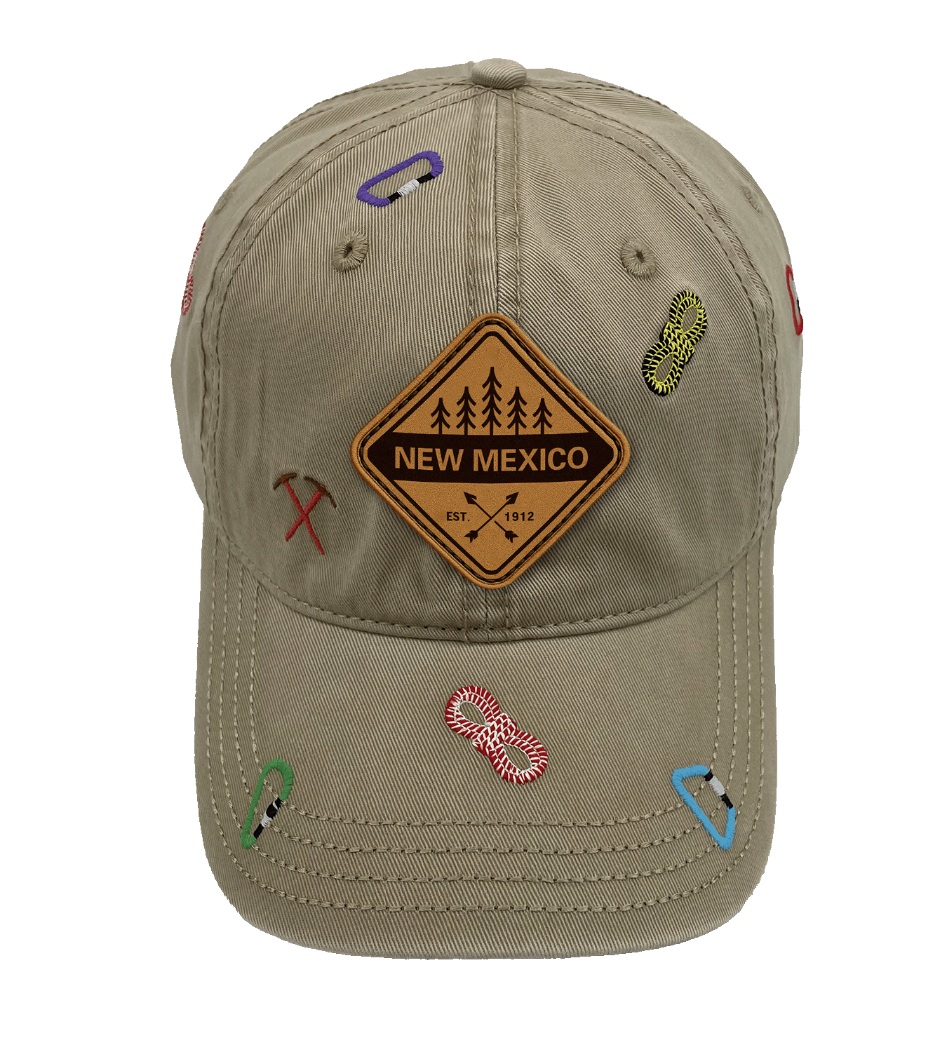 New Mexico Hiking Adventure Baseball Cap ¨C Outdoor Climbing Rope & Carabiner Embroidered Hat for Travelers