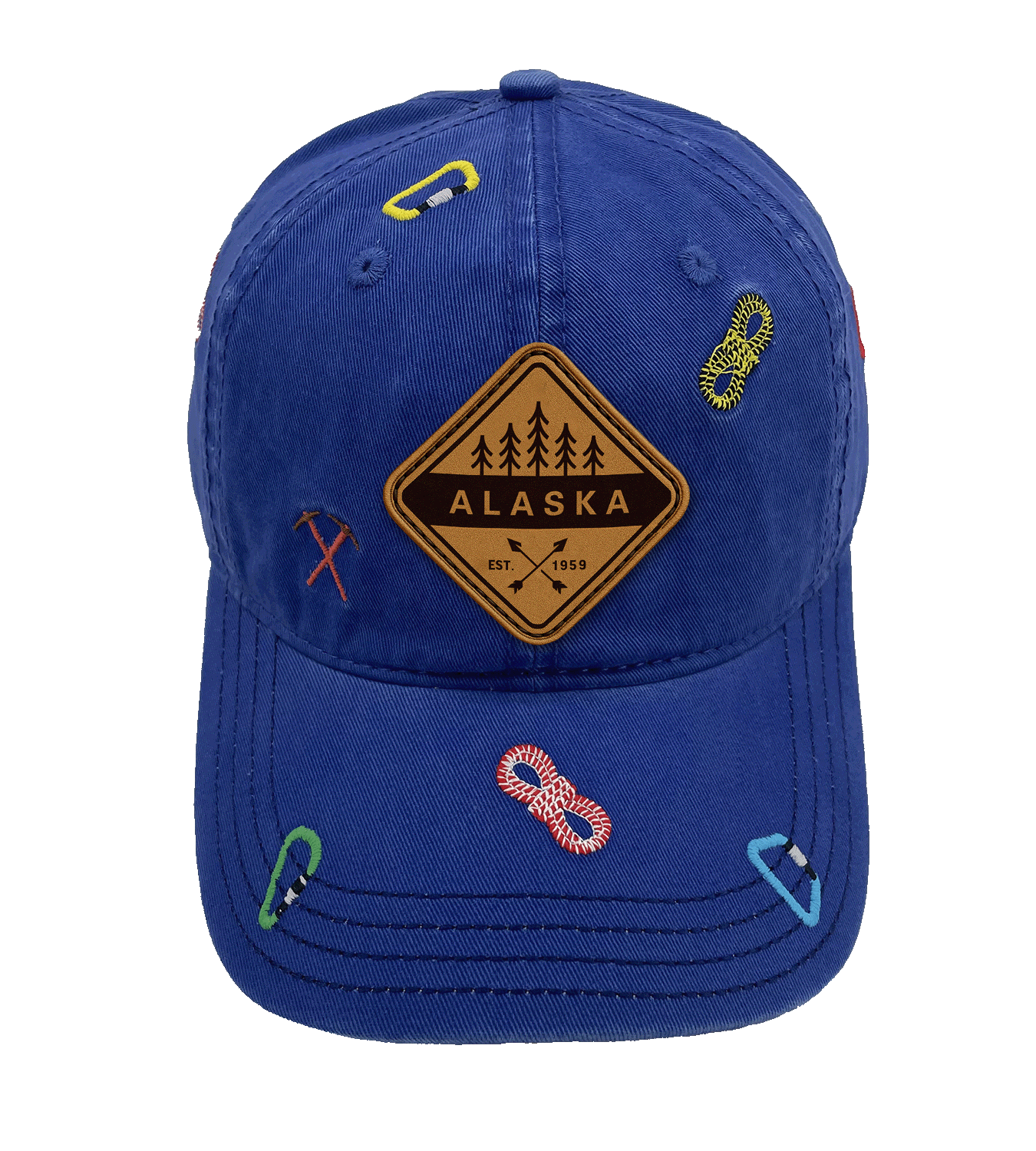 Alaska Hiking Adventure Baseball Cap ¨C Outdoor Climbing Rope & Carabiner Embroidered Hat for Travelers