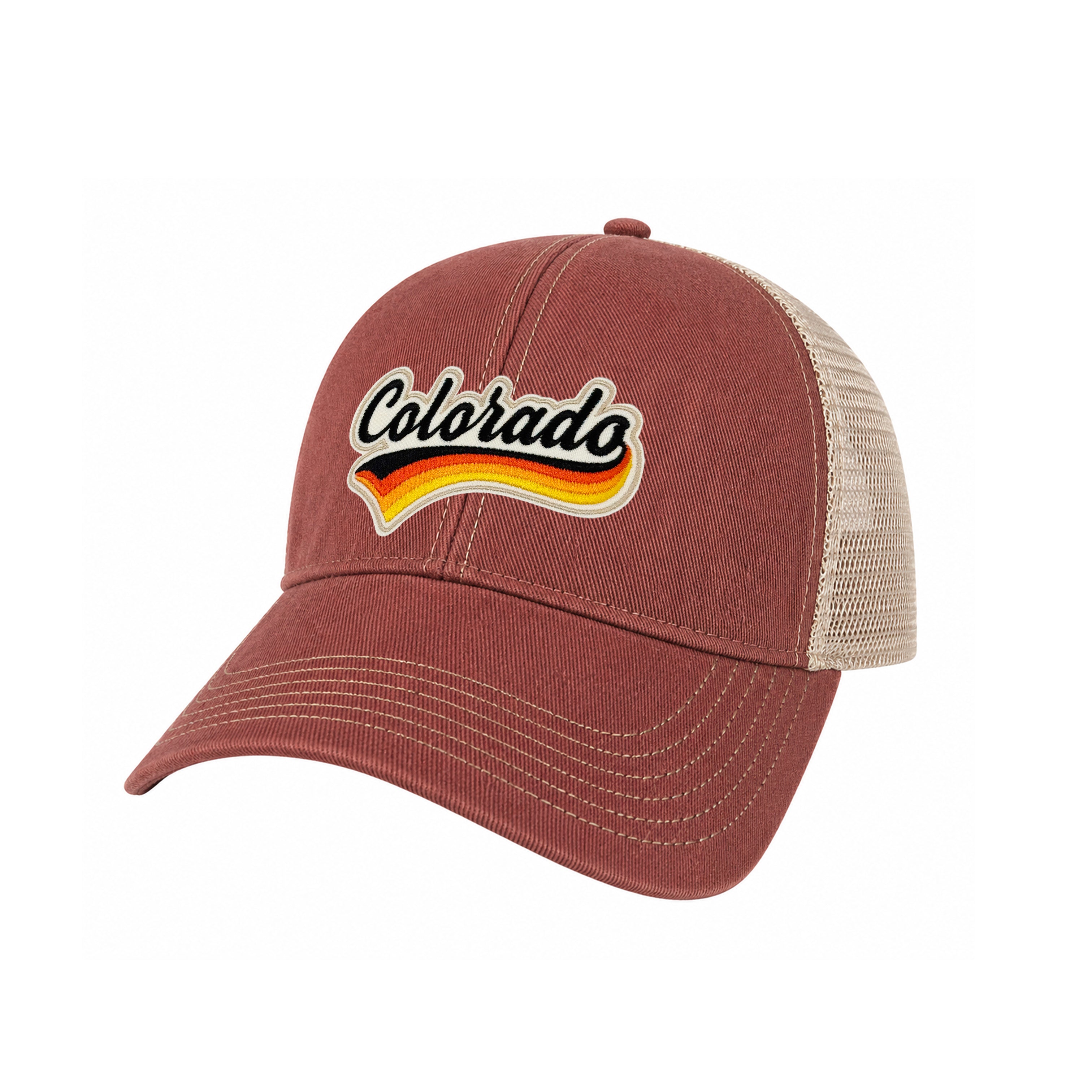 Colorado Retro Script Patch Trucker Hat Vintage Outdoor Mesh Cap