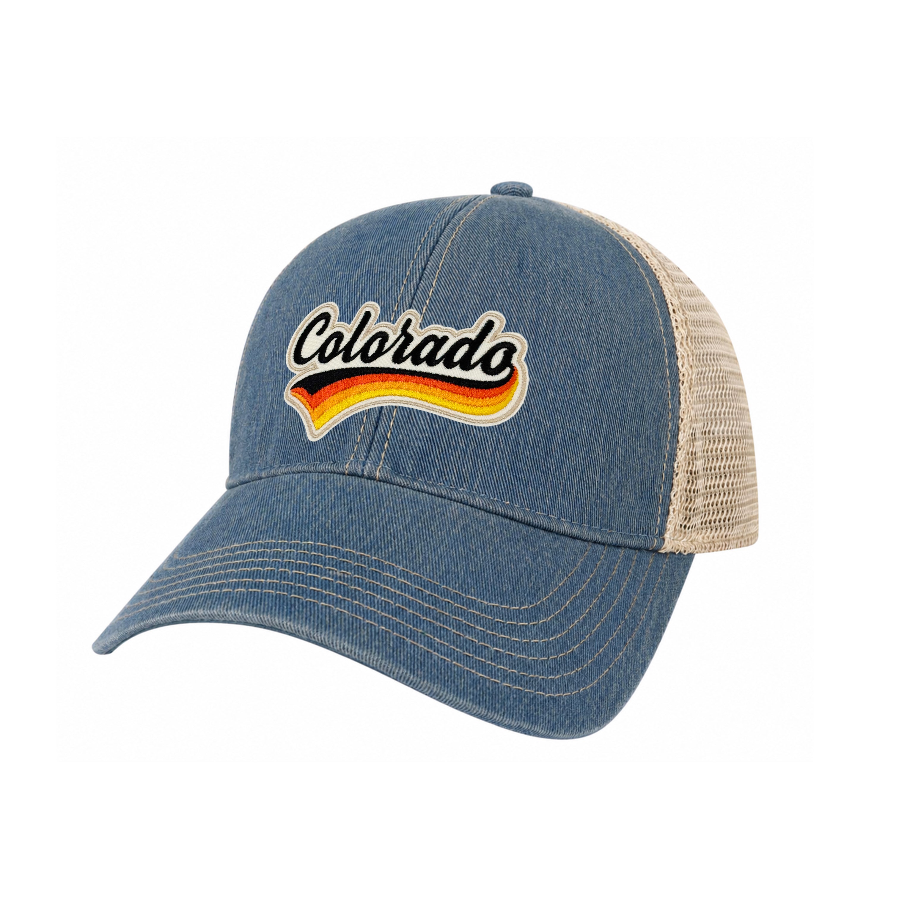 Colorado Retro Script Patch Trucker Hat Vintage Outdoor Mesh Cap