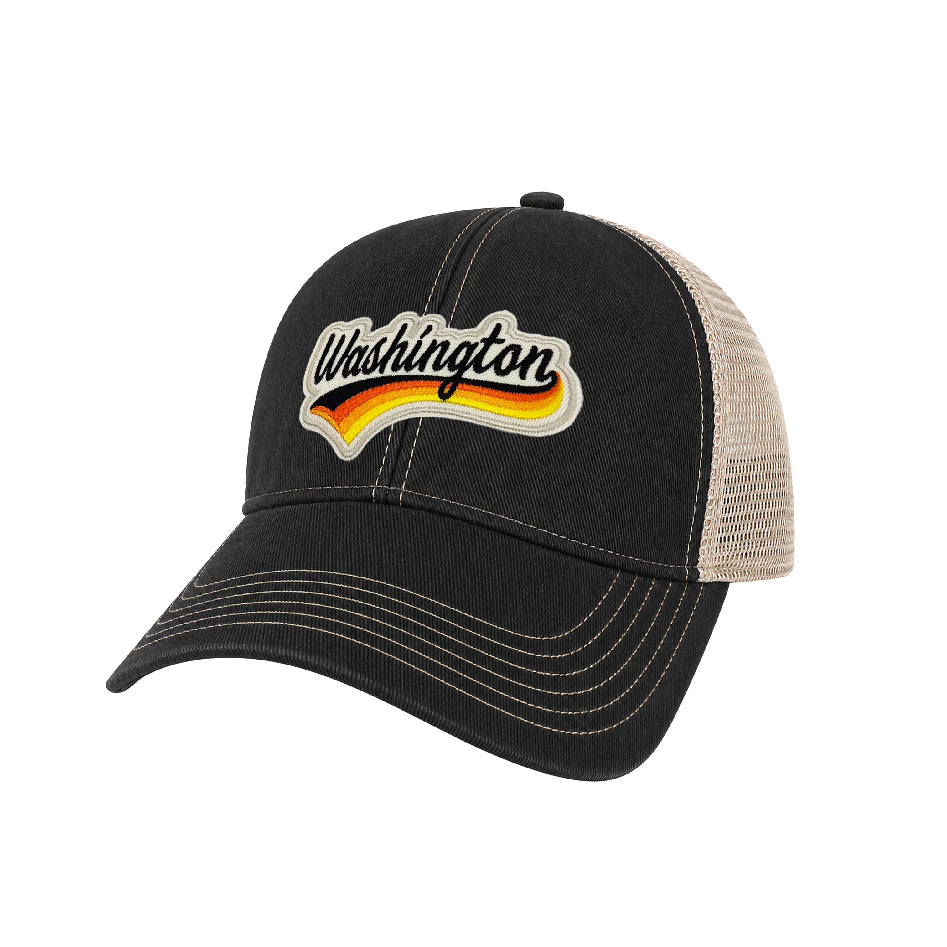 Washington Vintage Dirty Washed Trucker Hat – Retro State Patch Mesh Snapback Baseball Cap