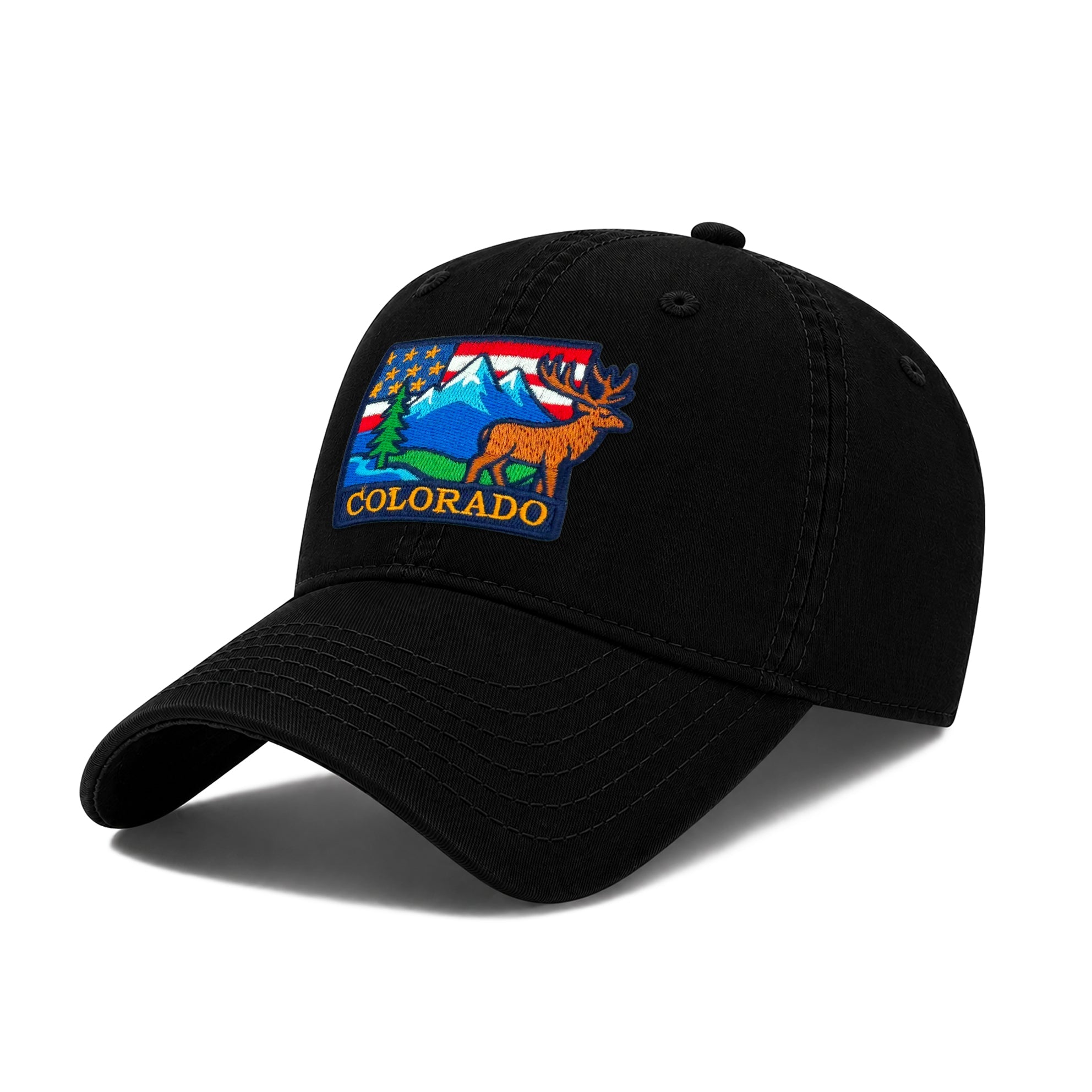 Colorado Rocky Mountain Baseball Cap with Embroidered Elk Patch for Men Women