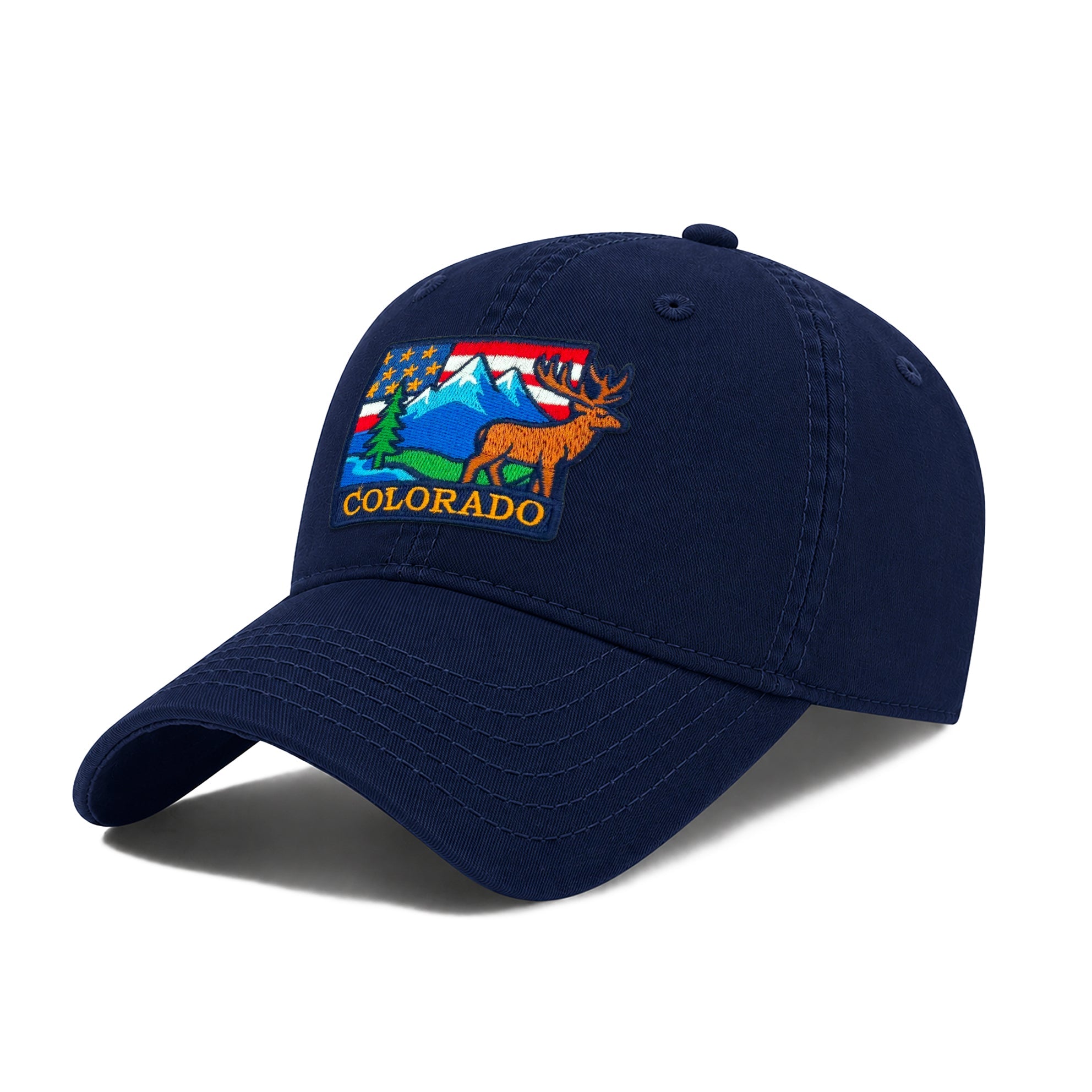 Colorado Rocky Mountain Baseball Cap with Embroidered Elk Patch for Men Women