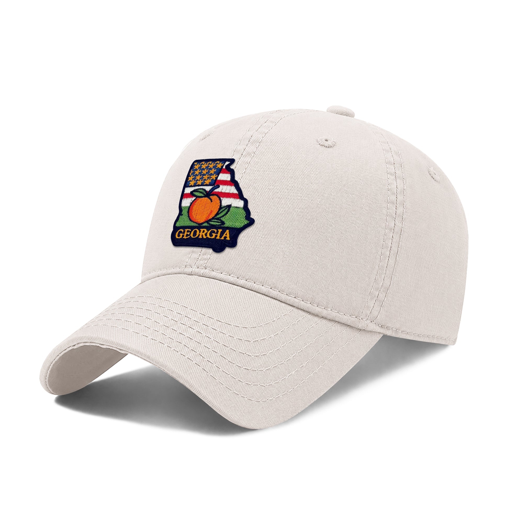 Georgia Peach State Adjustable Dad Hat with Southern Orchard Art Patch