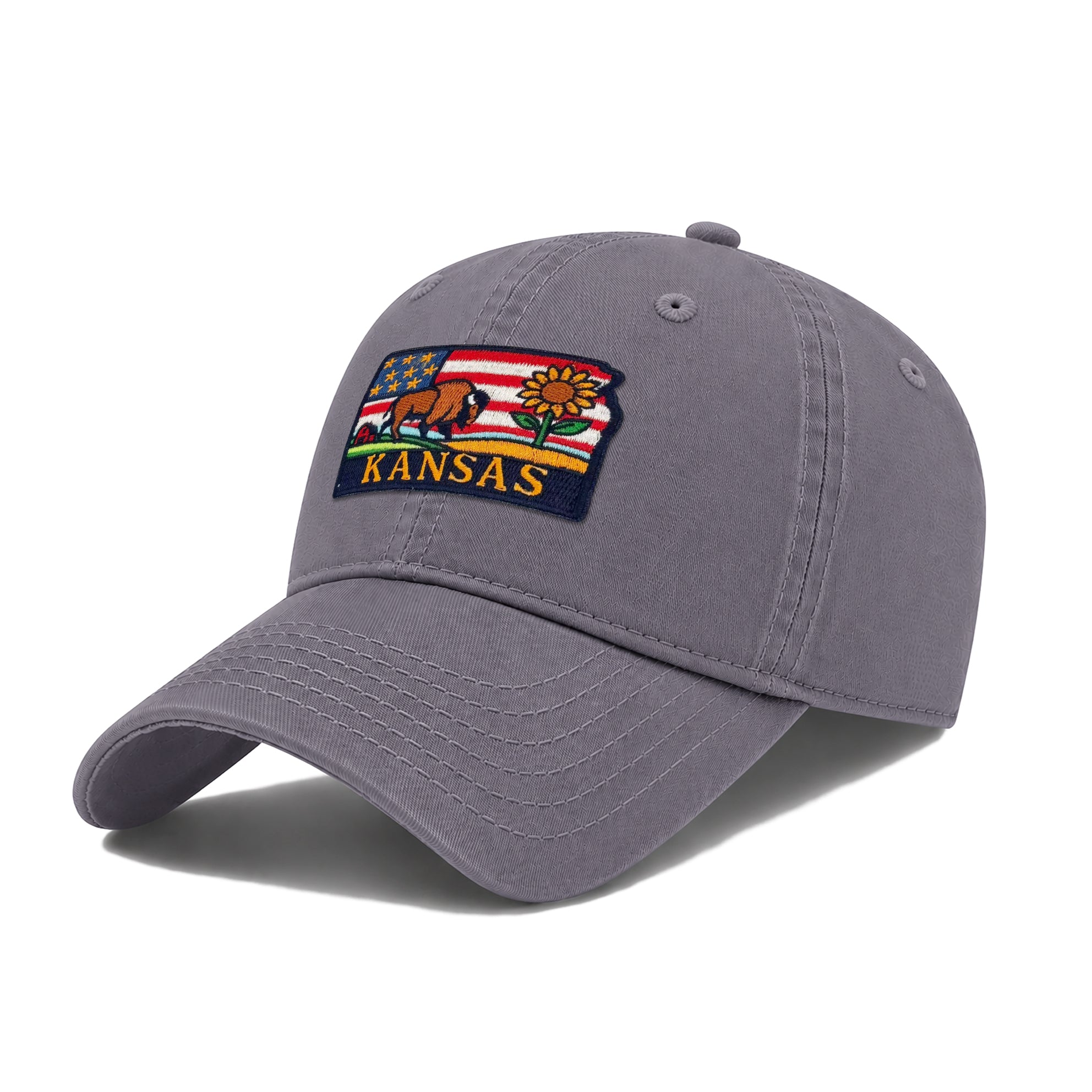 Kansas State Icons Low Profile Garment Wash Cotton Baseball Caps for Mens Womens