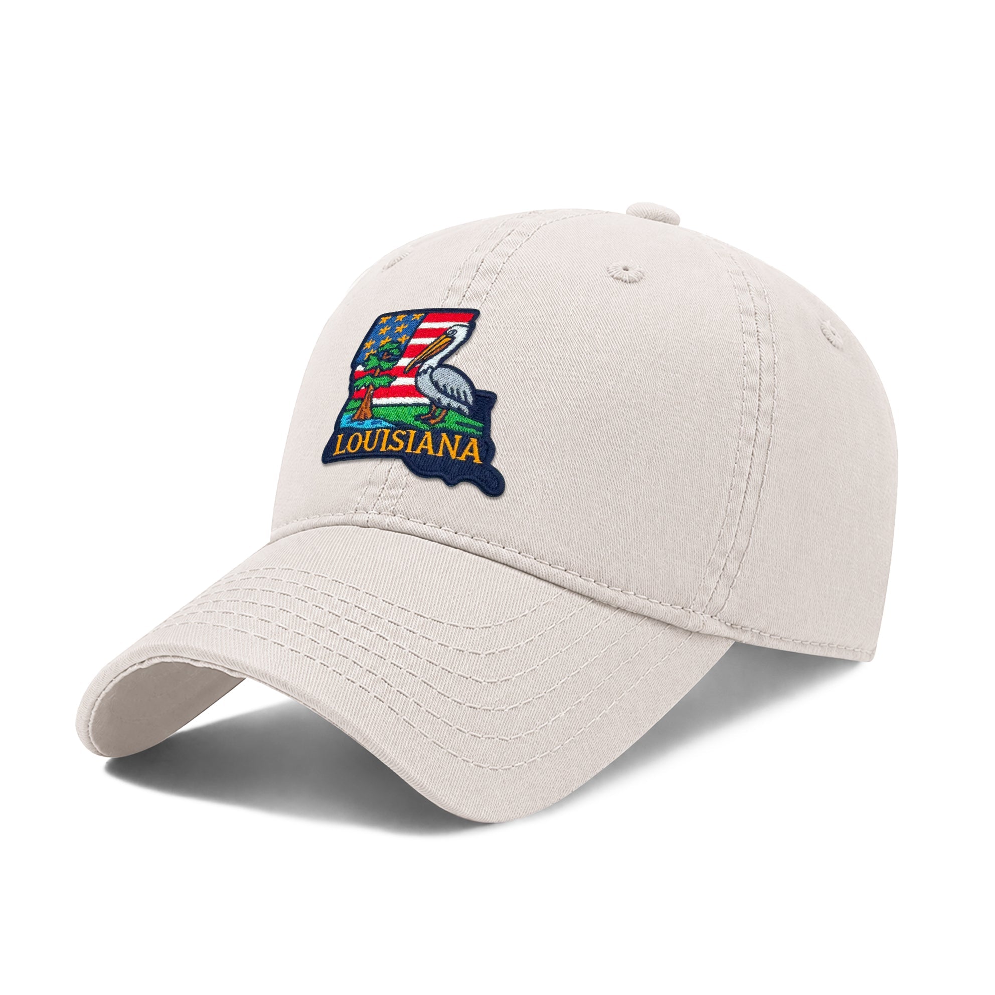 Louisiana Accompanying State Icons Low Profile Garment Wash Cotton Baseball Caps Mens Womens