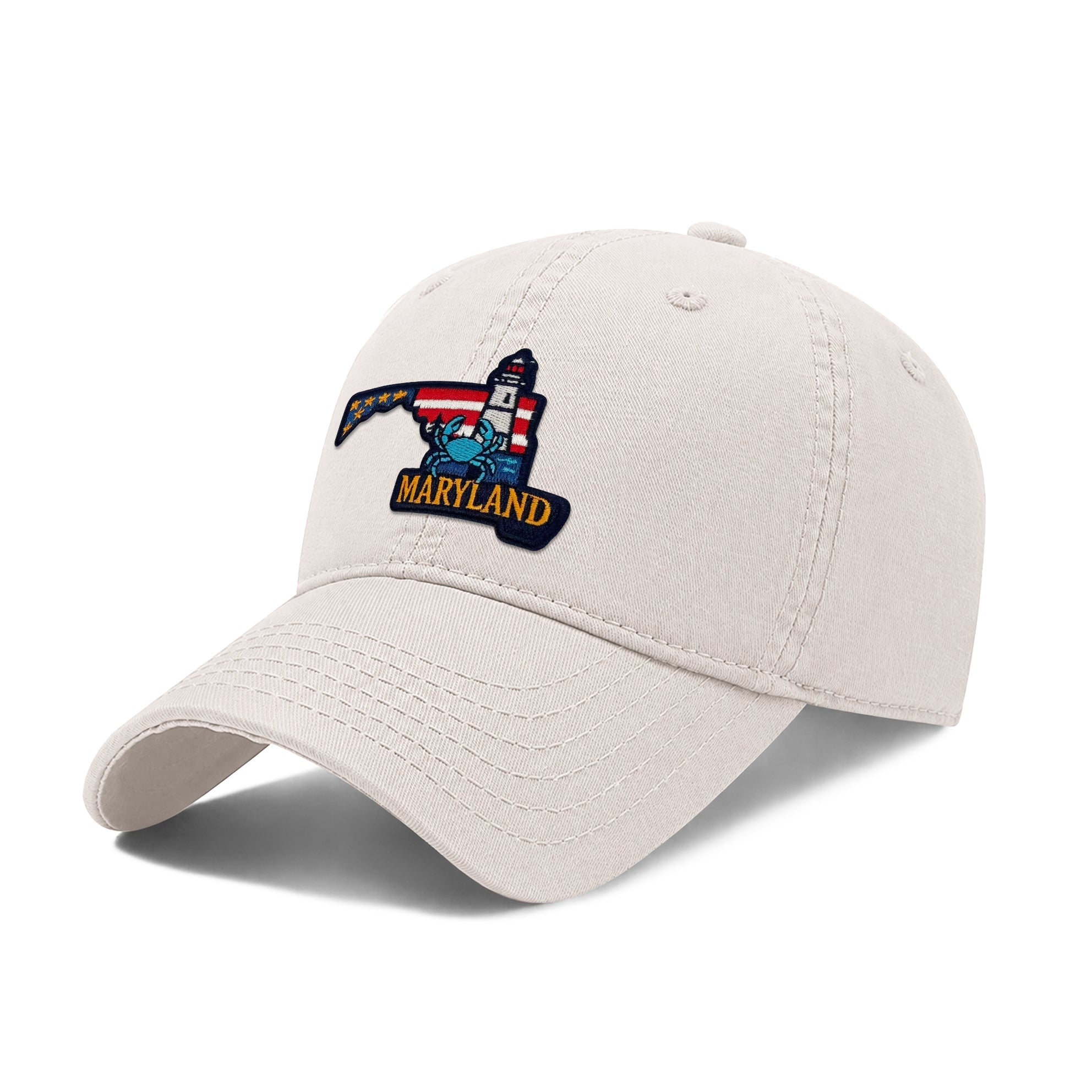 Maryland Featuring State Icons Low Profile Garment Wash Cotton Baseball Caps Mens Womens
