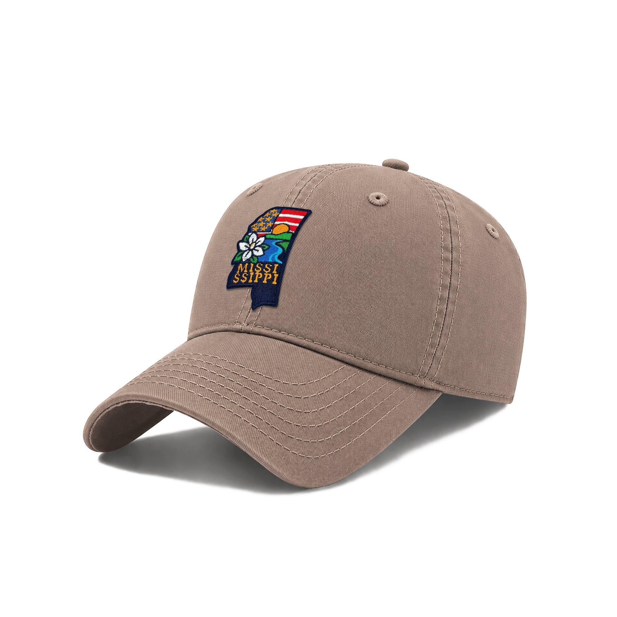 Mississippi Southern Classic Baseball Cap with Embroidered Magnolia Blossom Patch for Travel